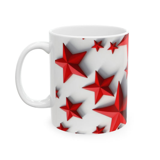 Bold Red 3D Stars Coffee Mug