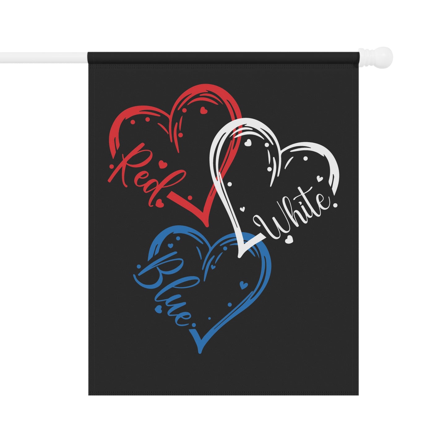 July 4th Red White Blue Hearts Garden Flag