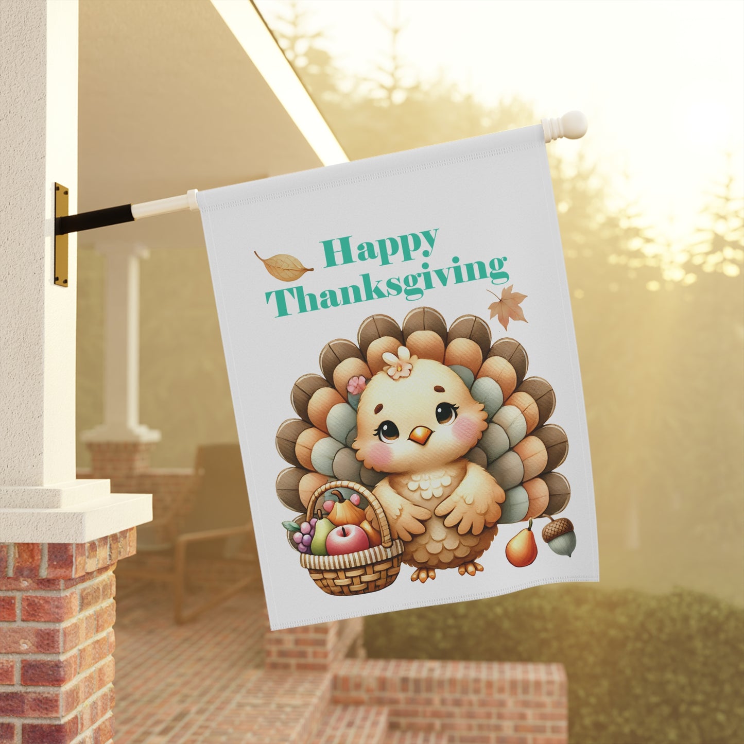 Cute Turkey with Harvest Garden Flag