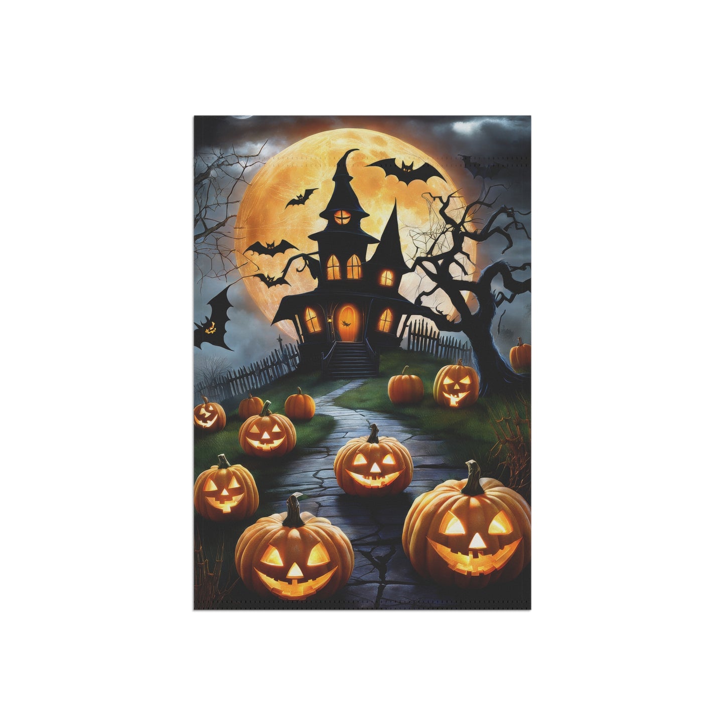 Cute Haunted House Halloween Garden Flag/ House Banner