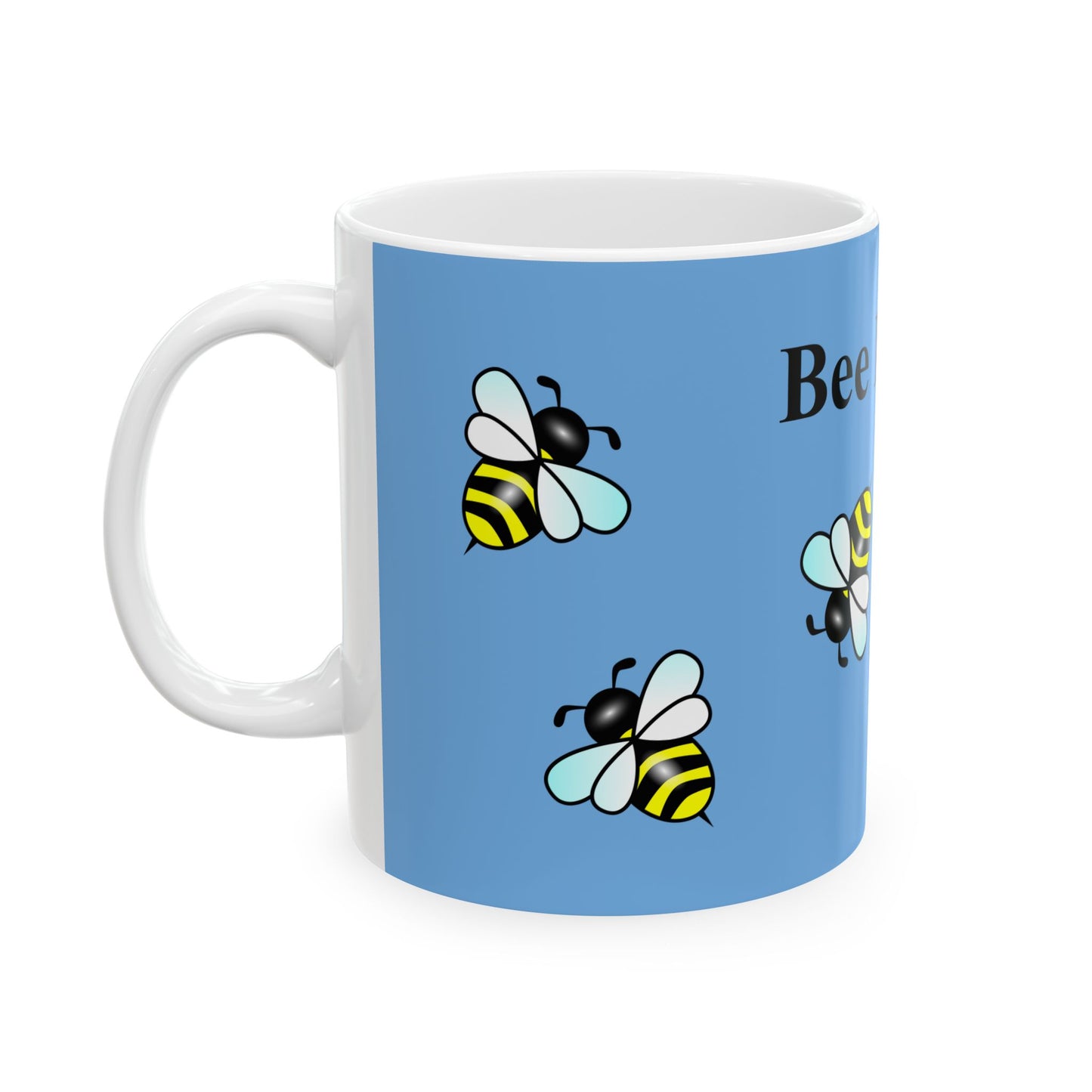 "Bee Happy" Blue Coffee Mug