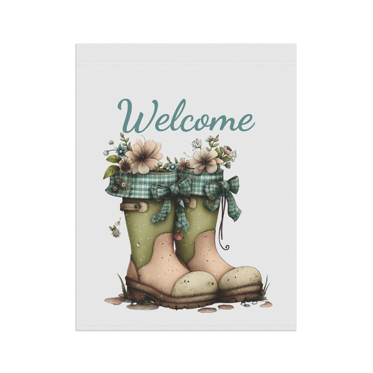 Rustic Rain Boots Welcome Garden Flag