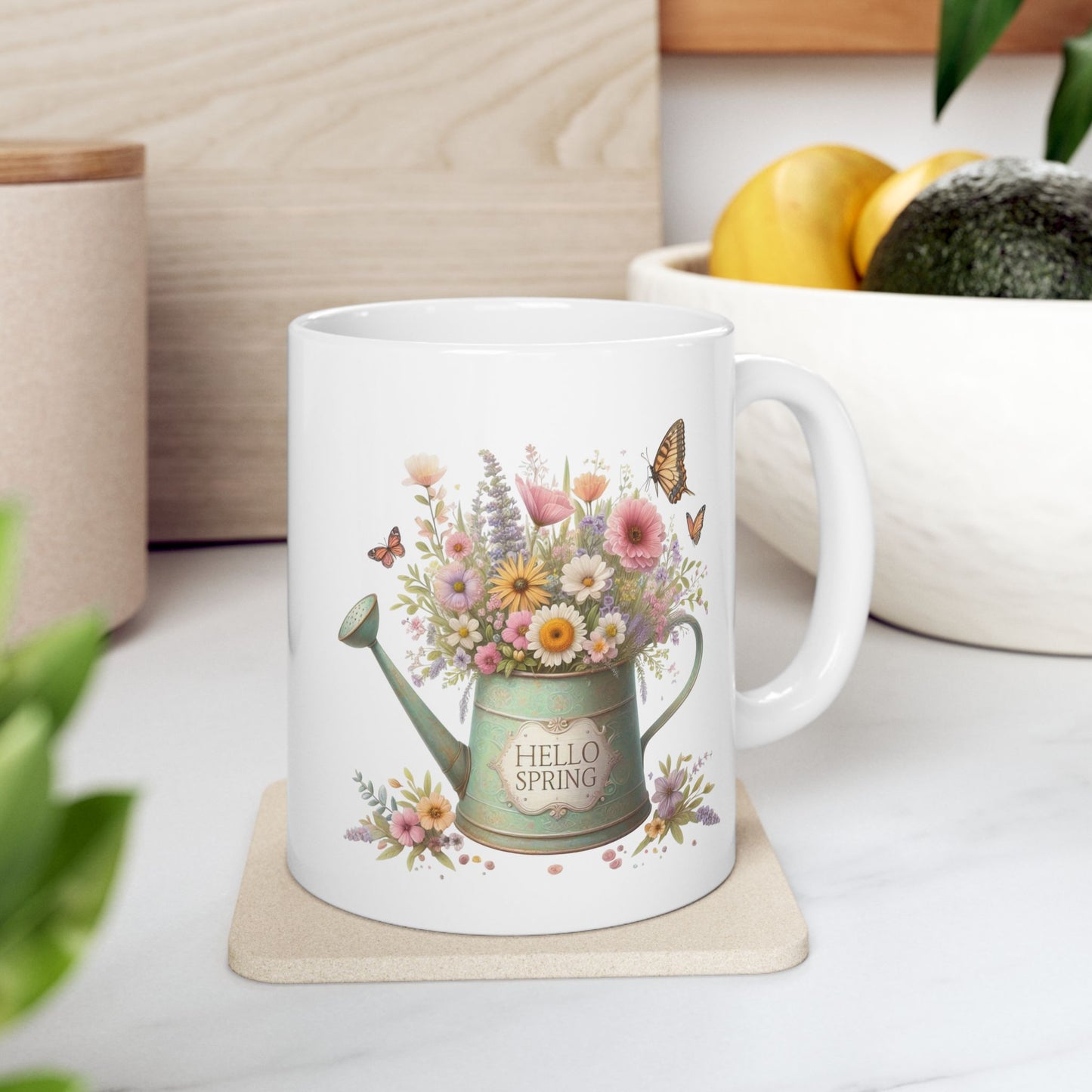 Charming Vintage-Style "Hello Spring" Coffee Mug