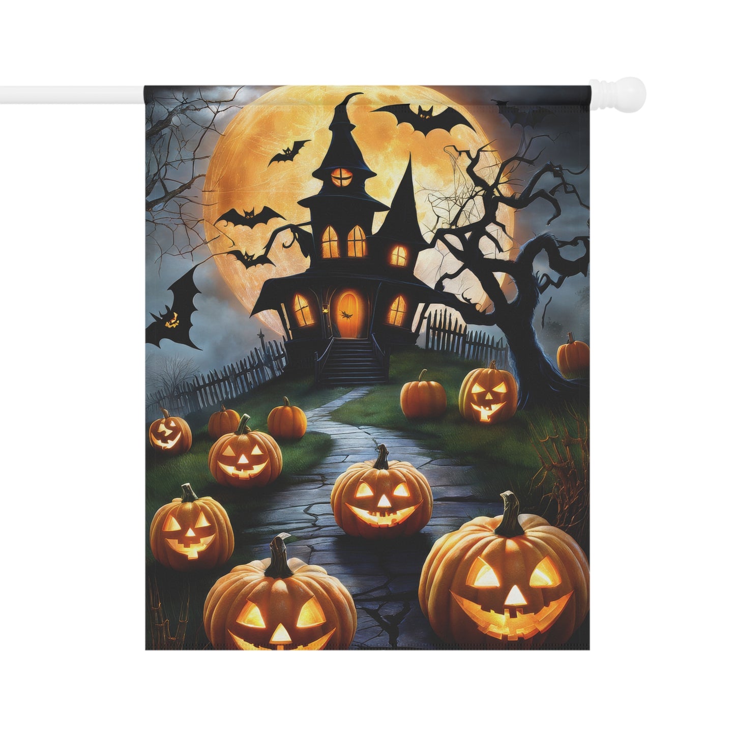 Cute Haunted House Halloween Garden Flag/ House Banner