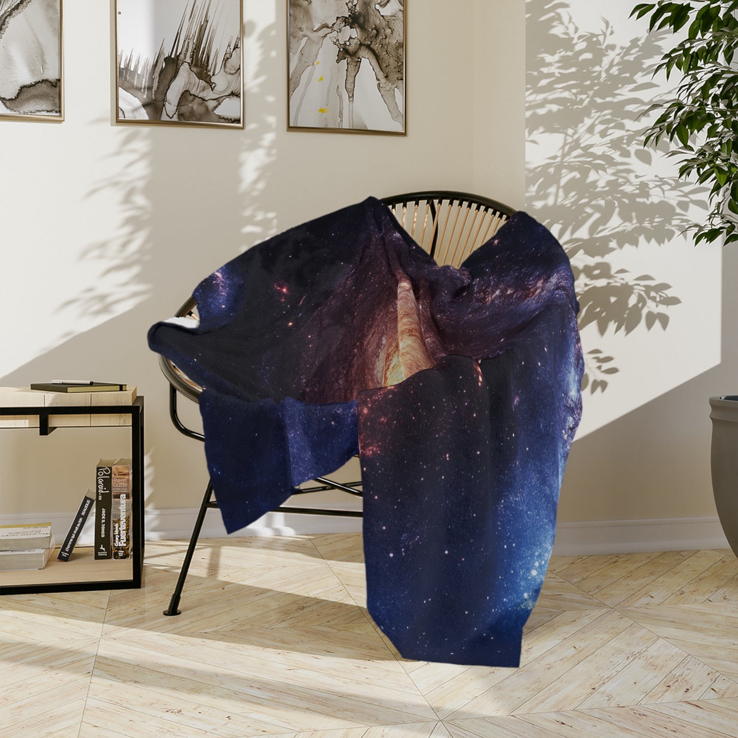 Cosmic Galaxy Swirl Velveteen Plush Blanket