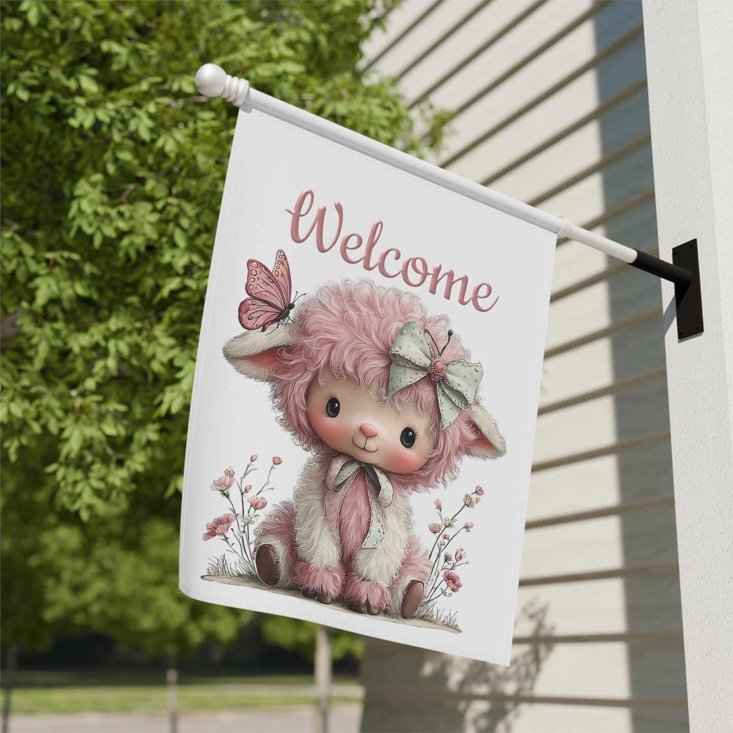 Charming Lamb Welcome Flag