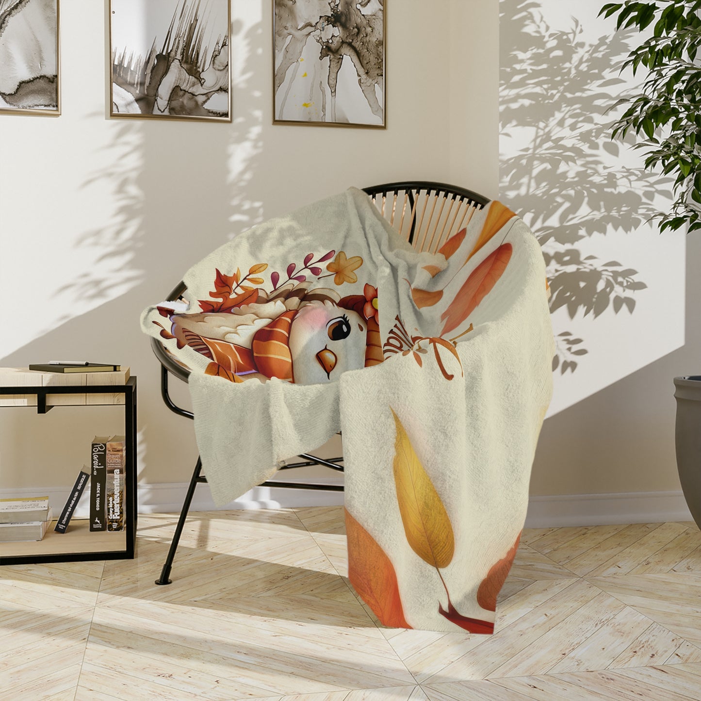 Happy Thanksgiving Cozy Turkey Velveteen Blanket