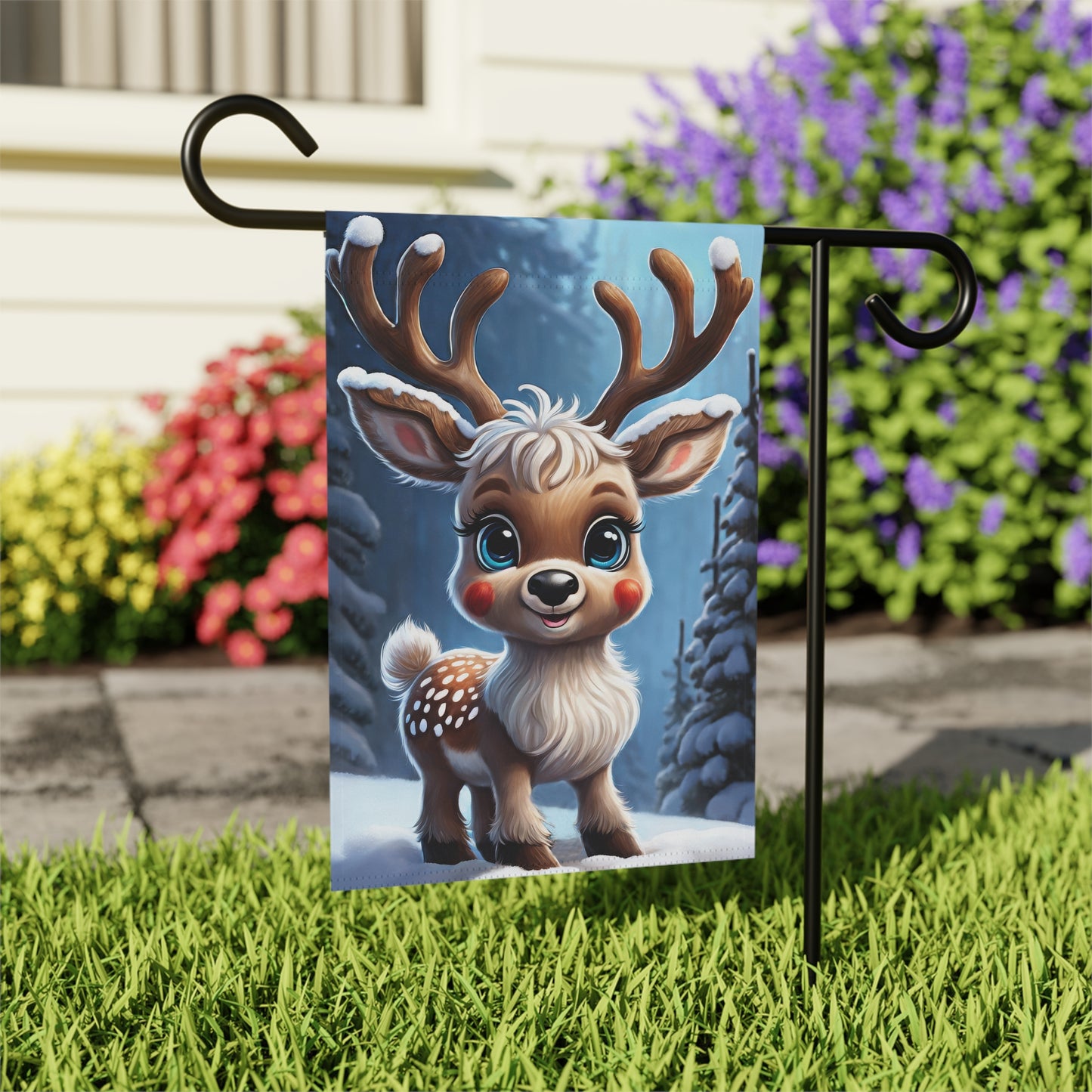 Adorable Spotted Baby Reindeer Garden Flag