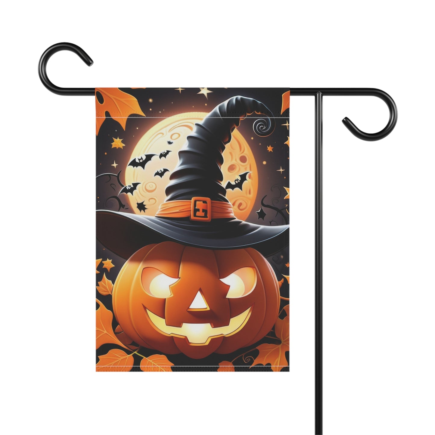 Smiling Pumpkin Witch Hat Halloween Garden Flag