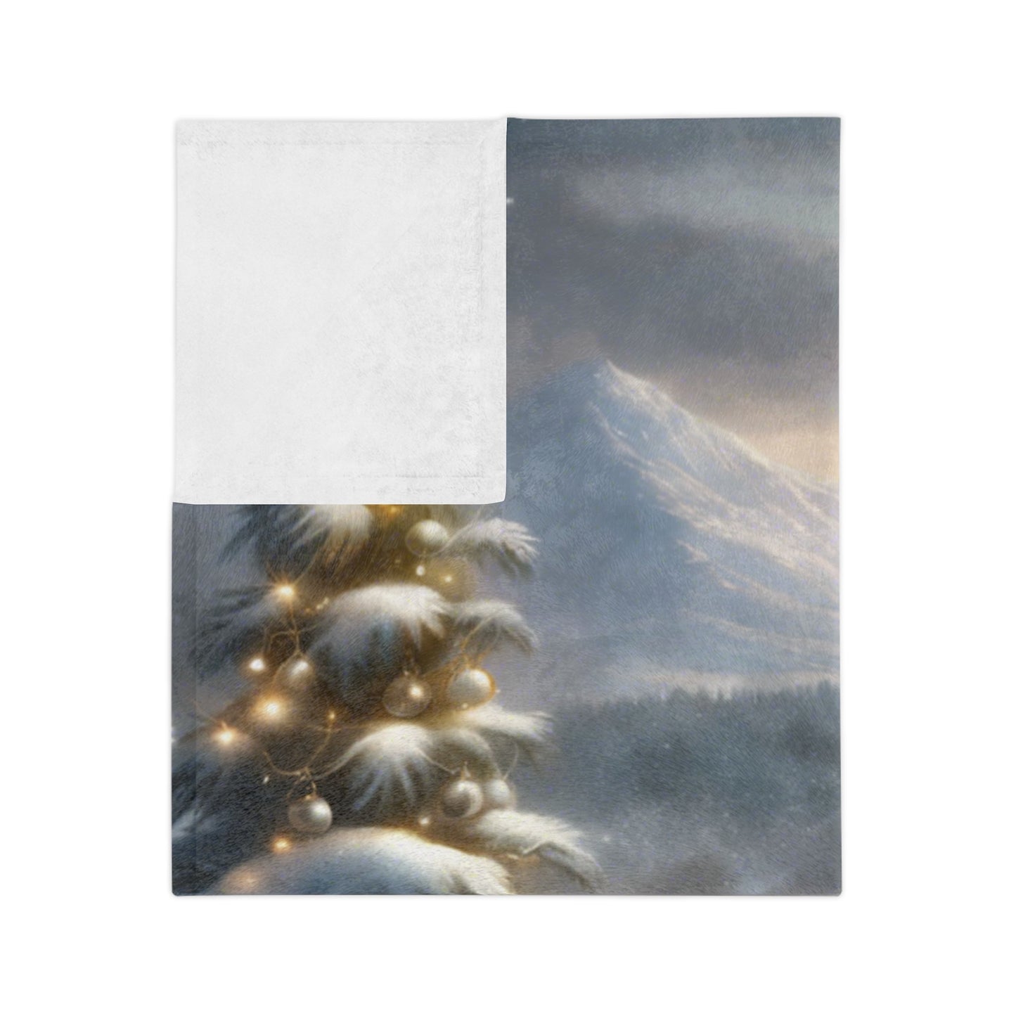 Cozy Snowy Mountain Scene Plush Blanket