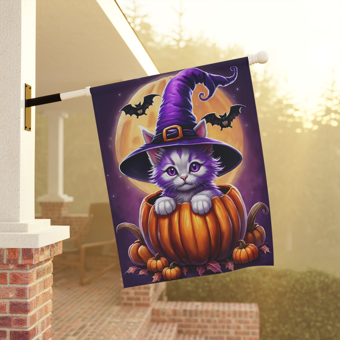 Playful Kitten Halloween Garden Flag/ House Banner