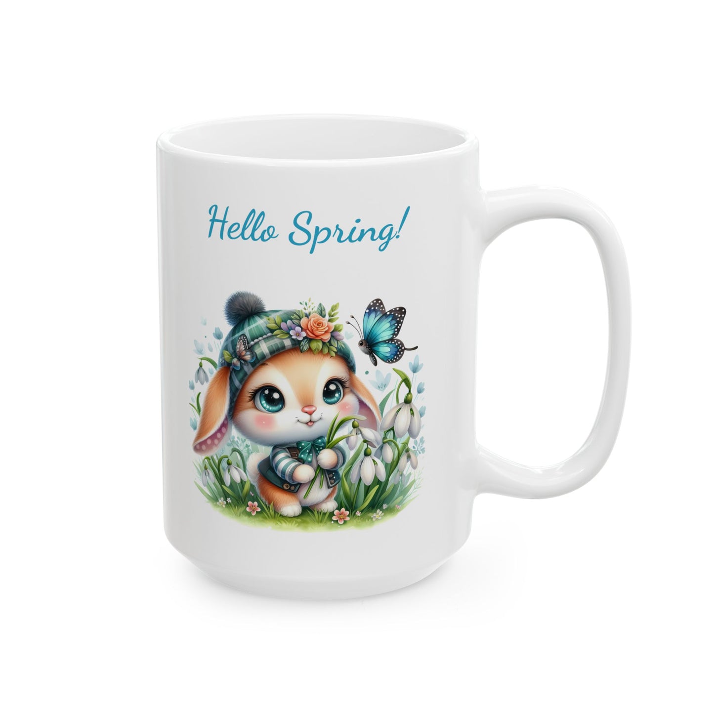 "Hello Spring!" Cute Bunny Mug