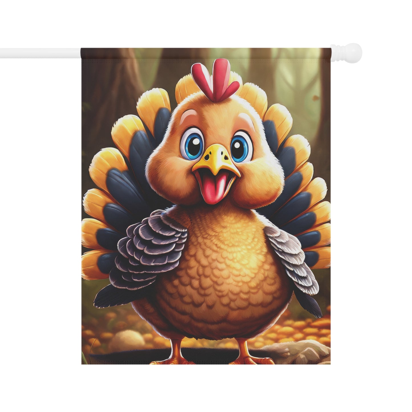 Happy Cartoon Turkey Garden Flag