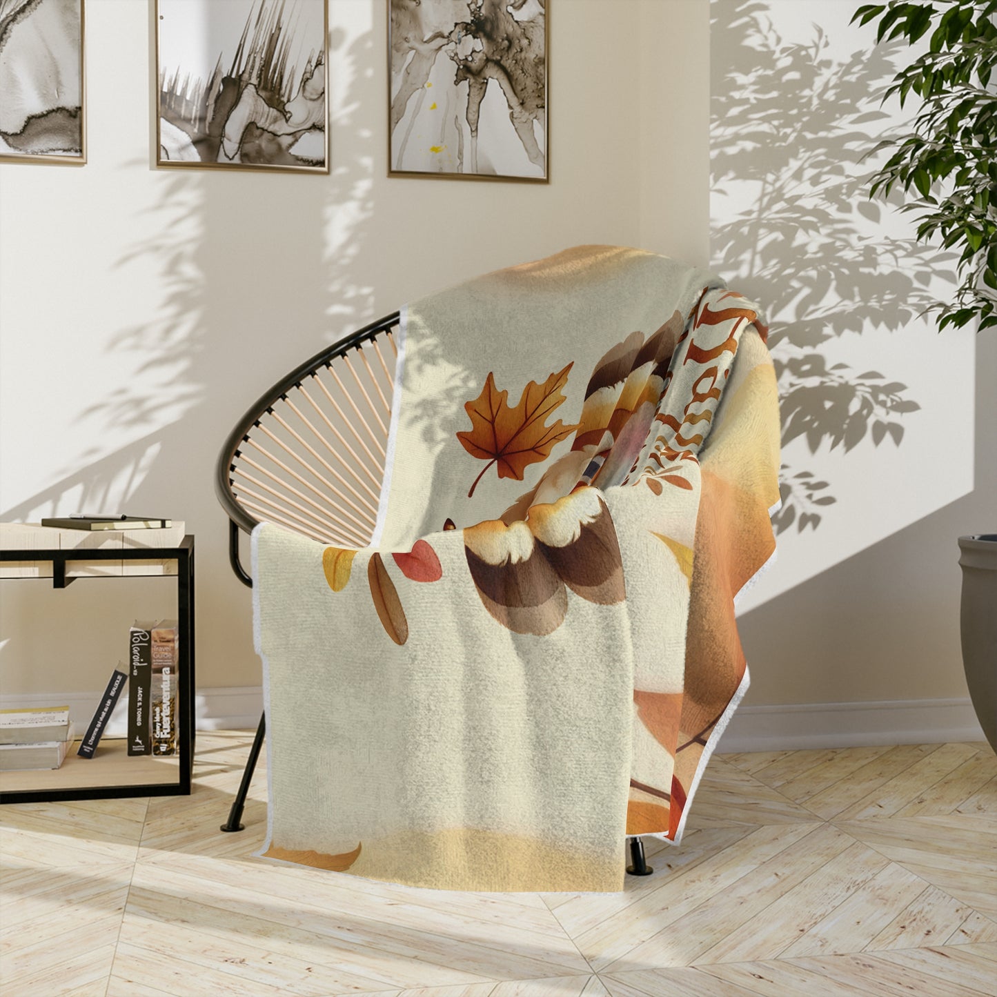 Cute Turkey & Autumn Leaves Blanket
