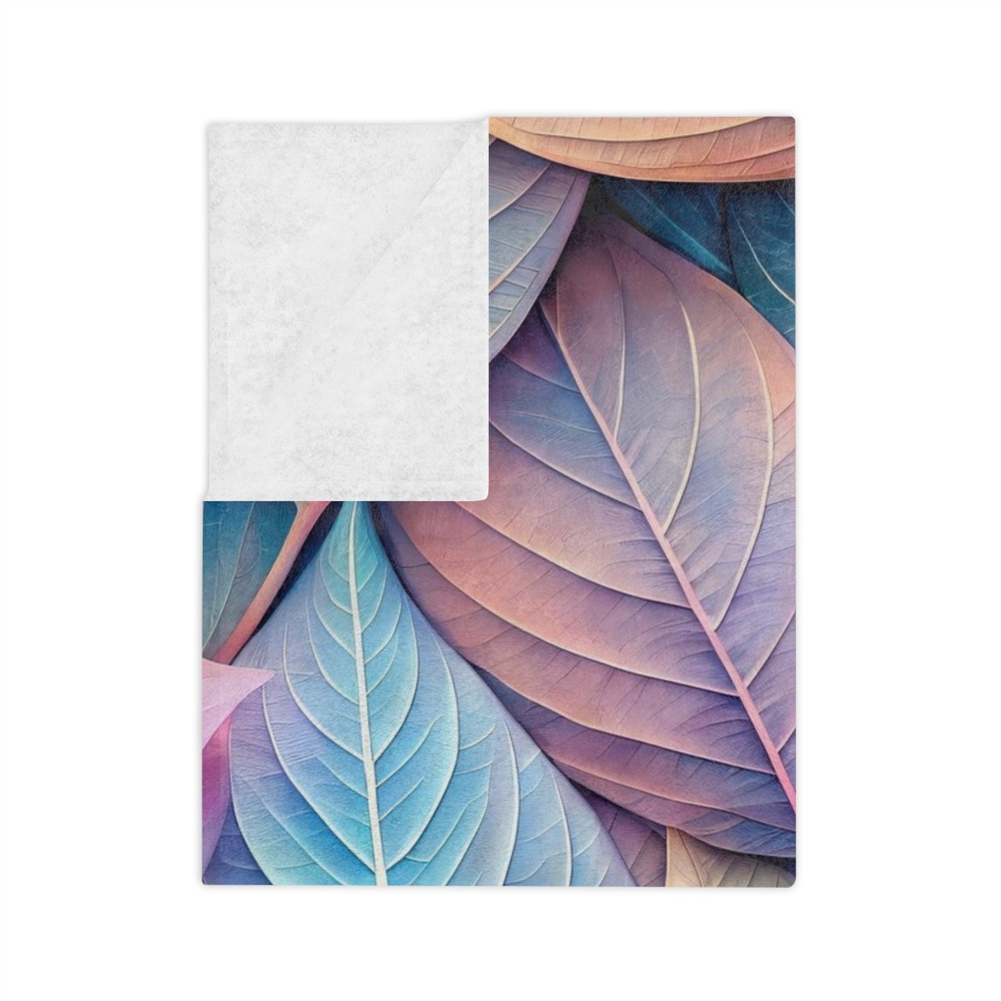 Pastel Leaves Velveteen Blanket