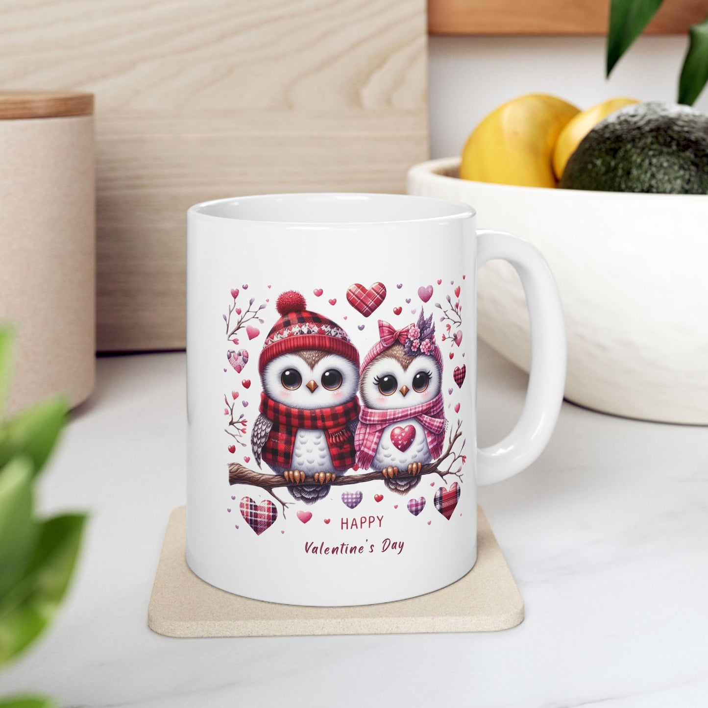 "Happy Valentine's Day" Owl Coffee Mug