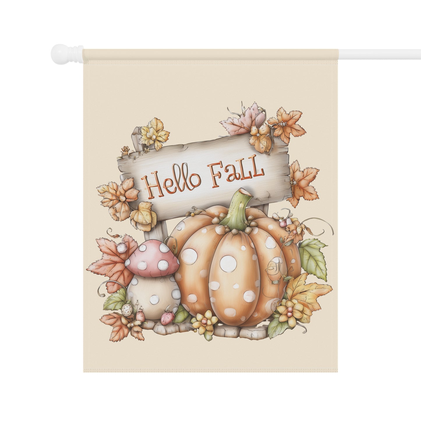Whimsical Polka Dot Hello Fall Garden Flag