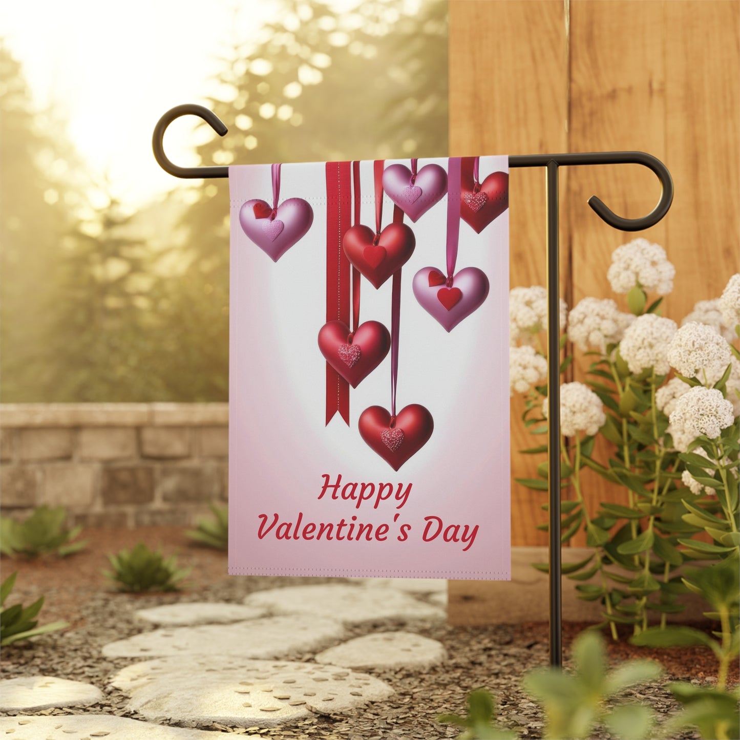 Hanging Hearts Valentine Garden Flag