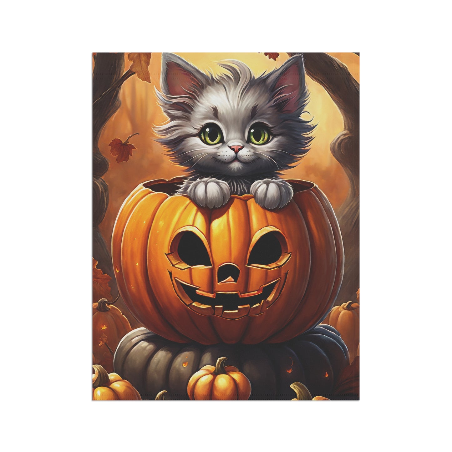 Cute Kitten Halloween Garden Flag/ House Banner
