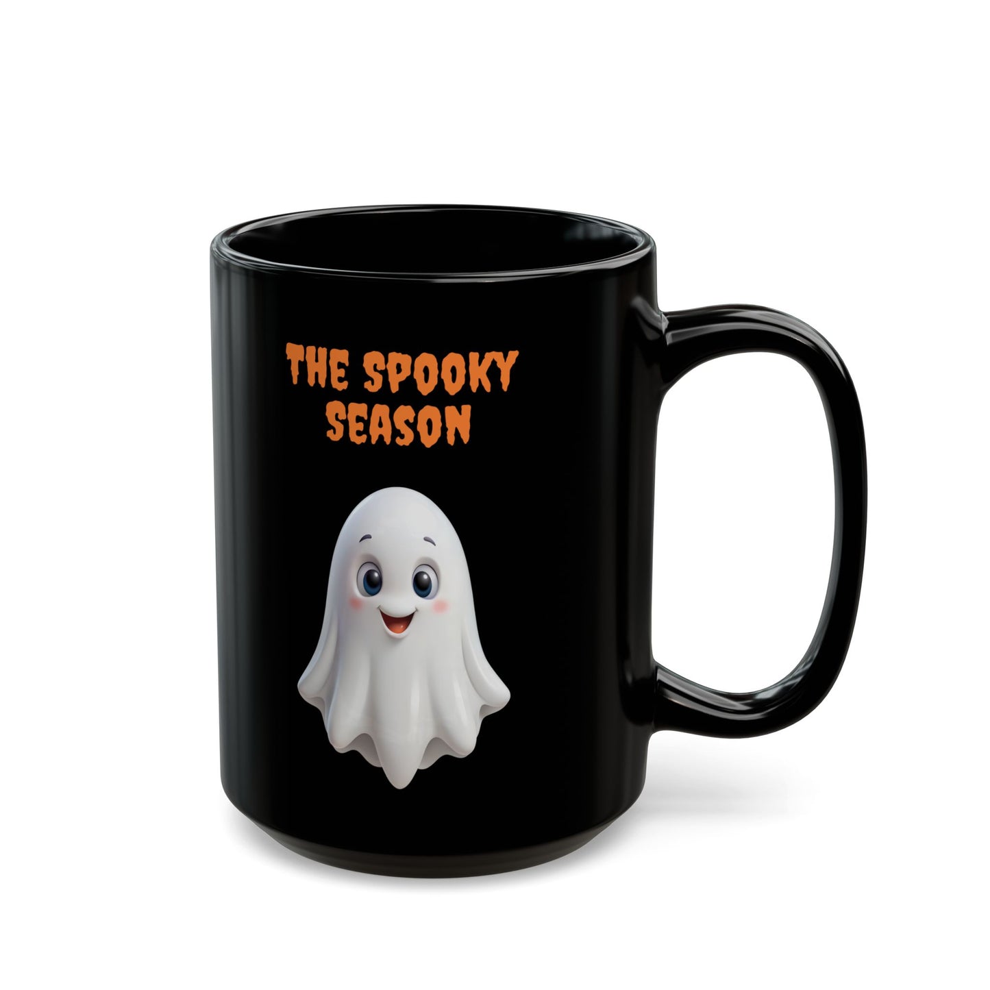 The Spooky Season" Cute Ghost Black Coffee Mug