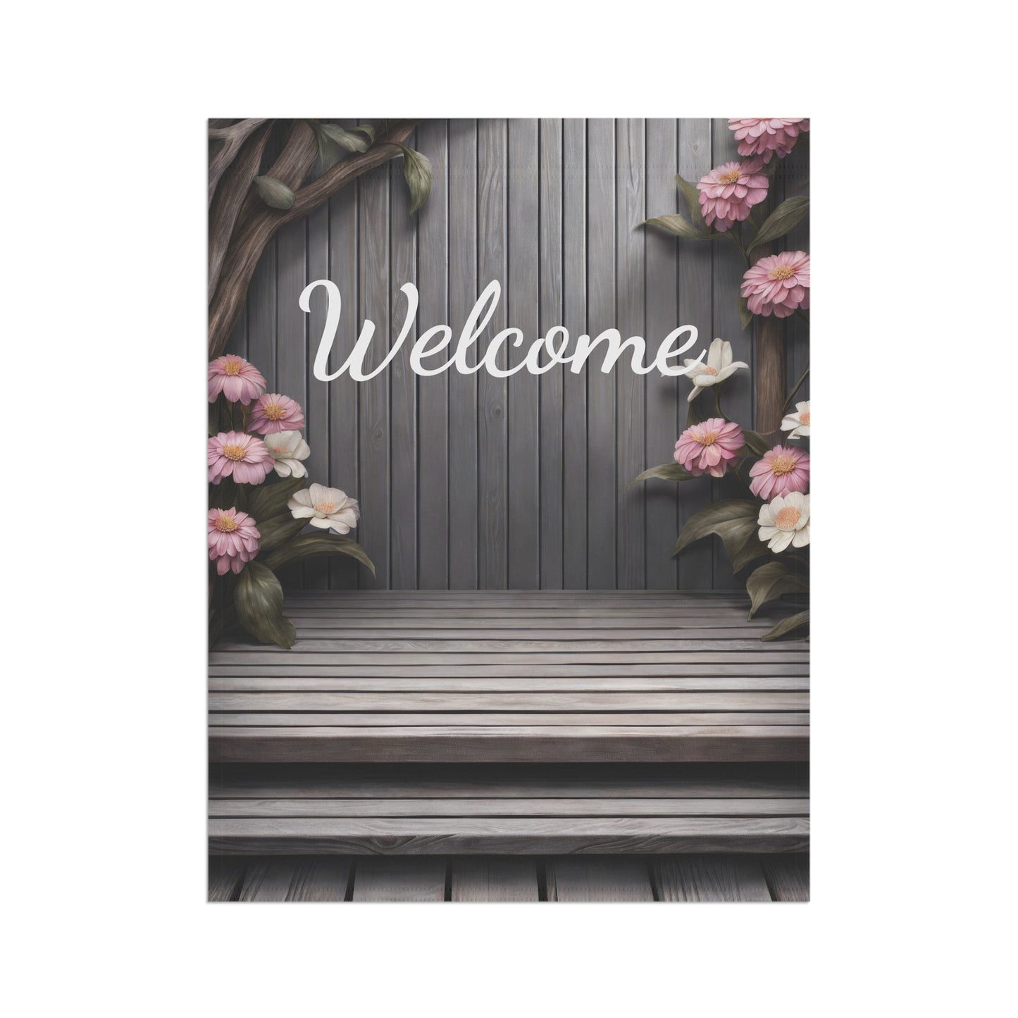 Rustic Wooden Welcome Garden Flag
