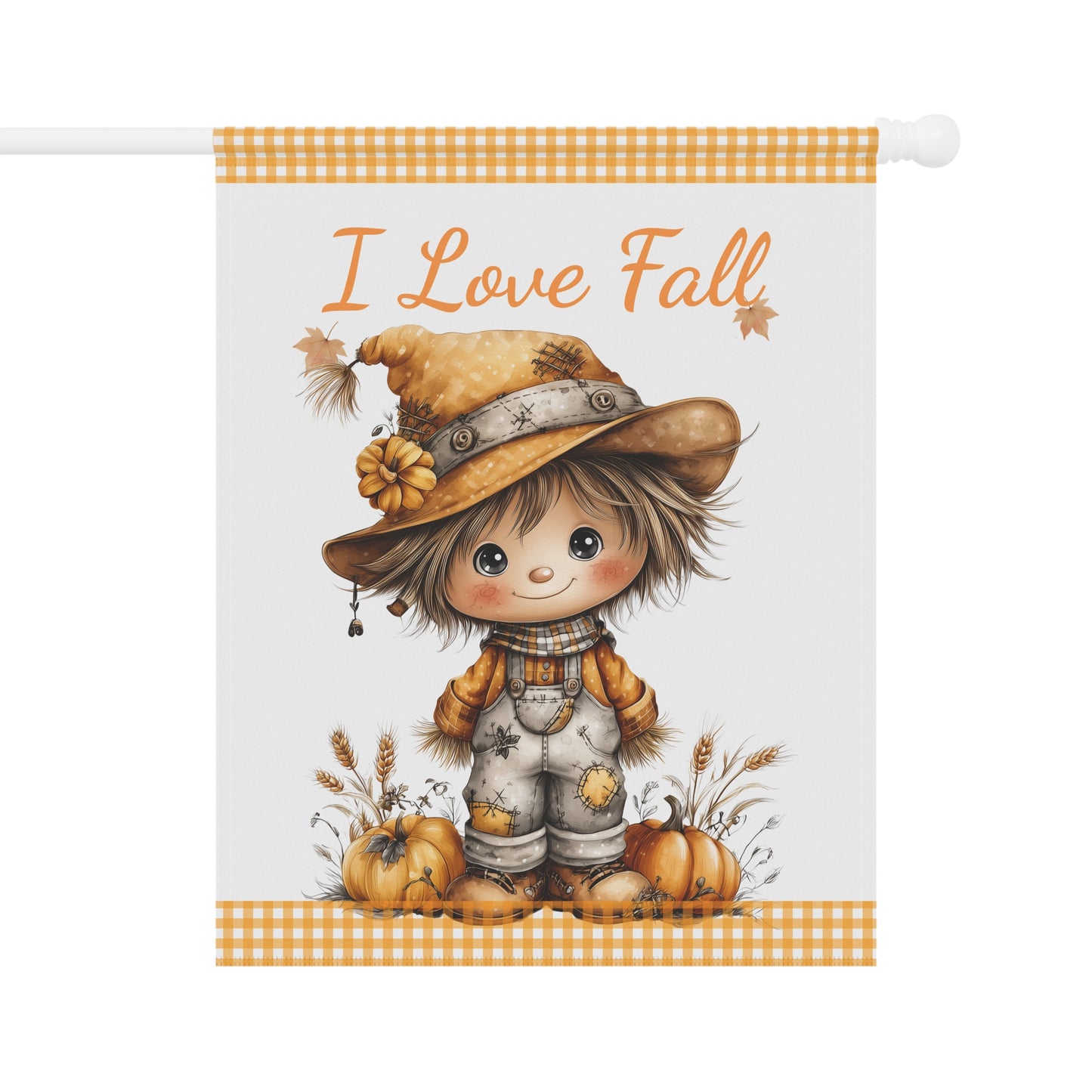 I Love Fall Cute Scarecrow Garden Flag