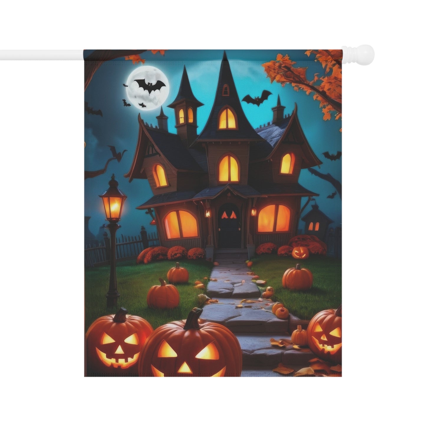 Whimsical Haunted House Halloween Garden Flag