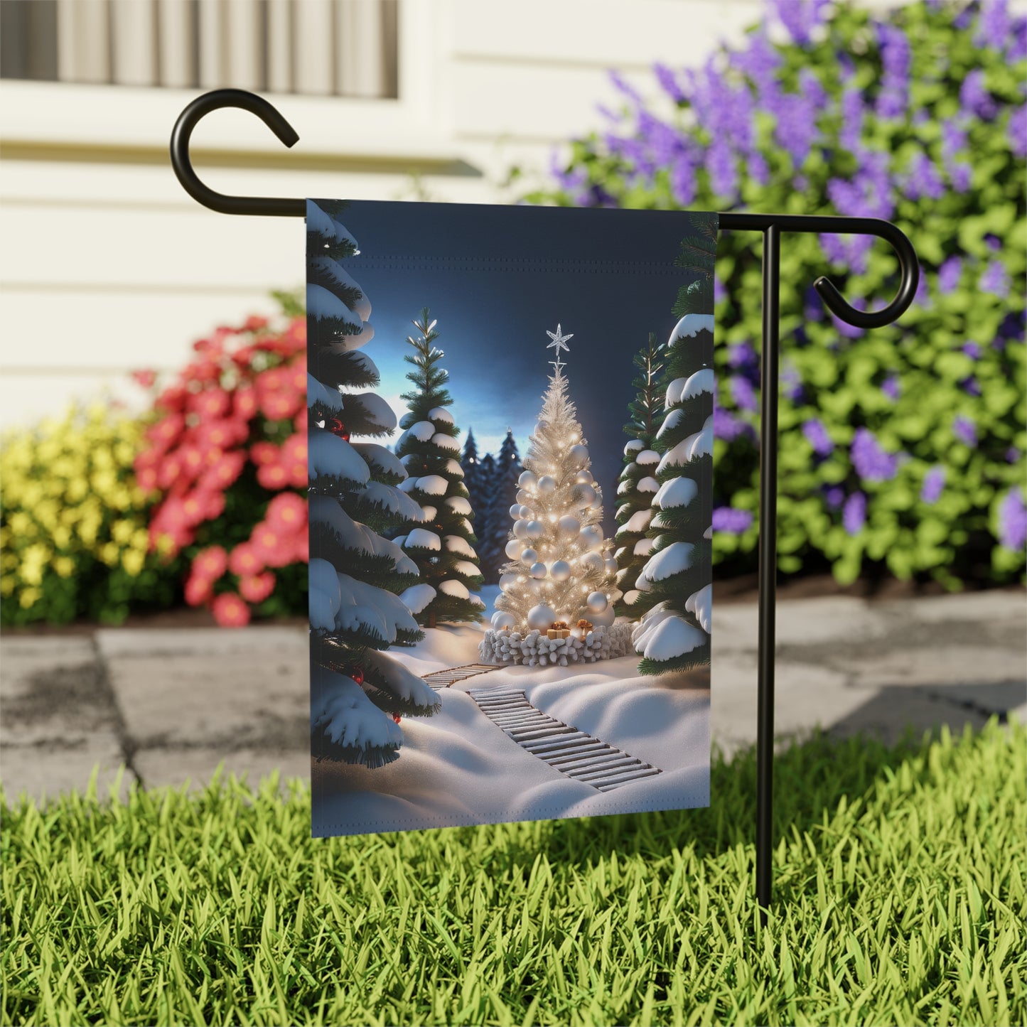 Magical Illuminated Forest Garden Flag
