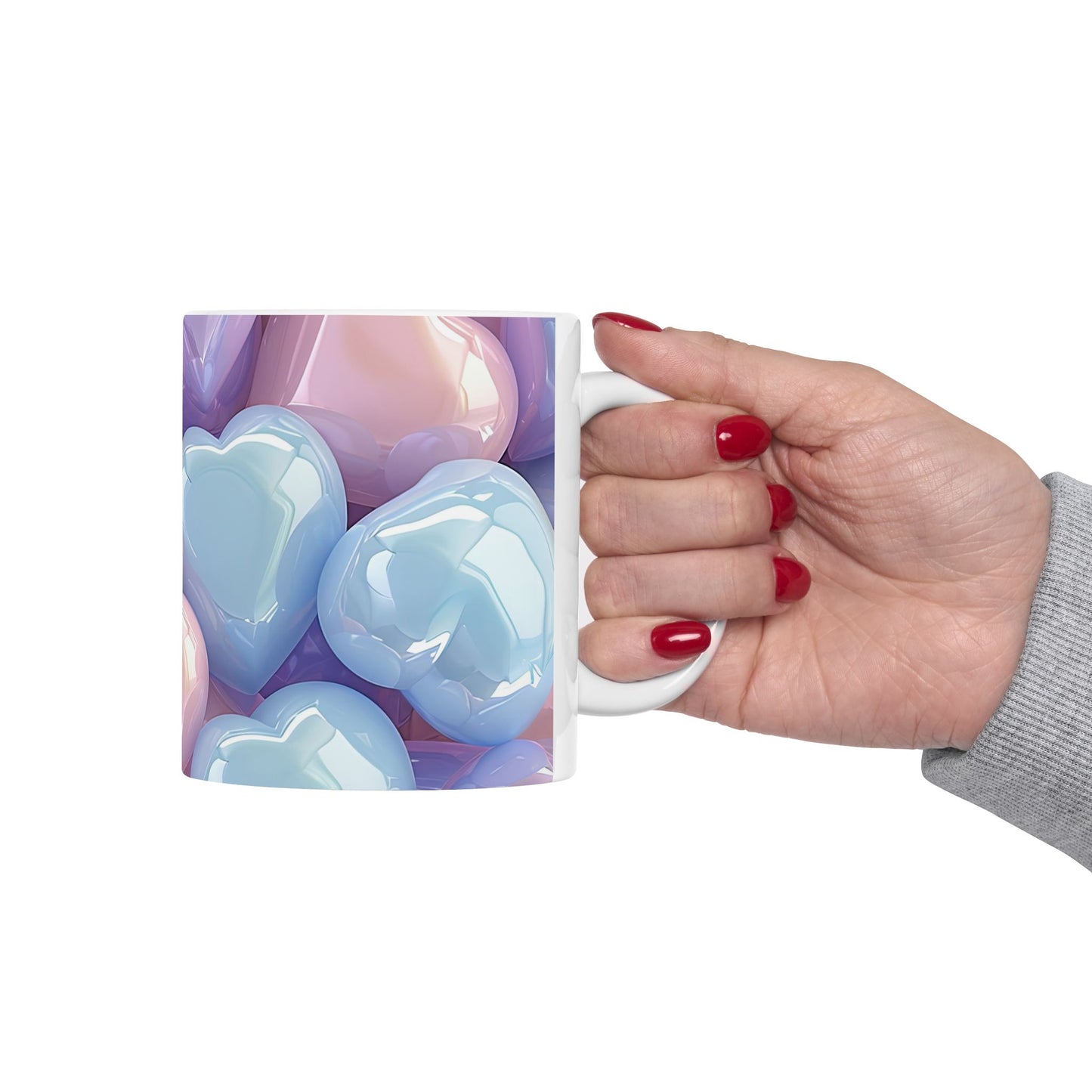 Shimmering Multi-Colored Iridescent Hearts Coffee Mug