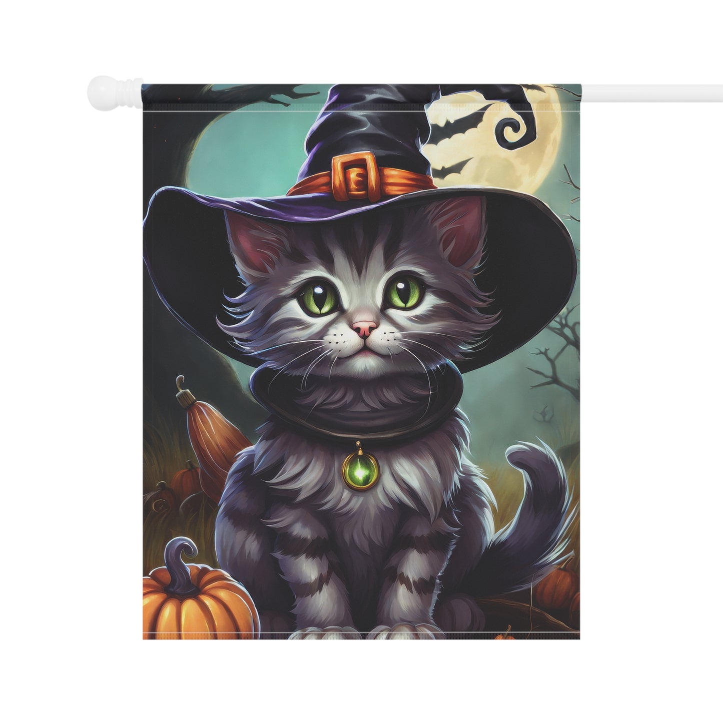 Halloween Witch Cat Garden Flag