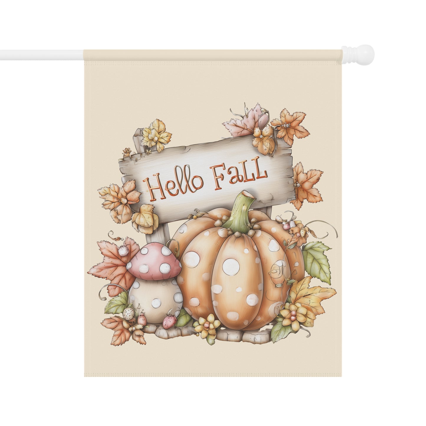Whimsical Polka Dot Hello Fall Garden Flag