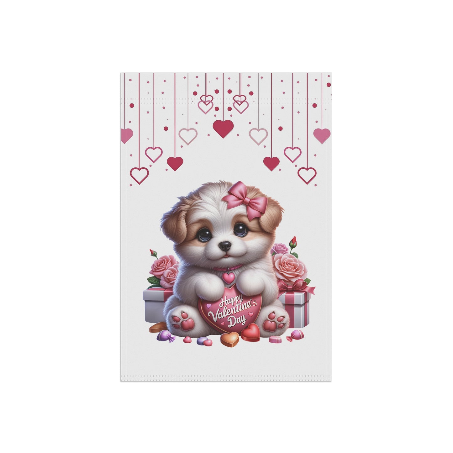 Cute Puppy Valentine’s Day Garden Flag