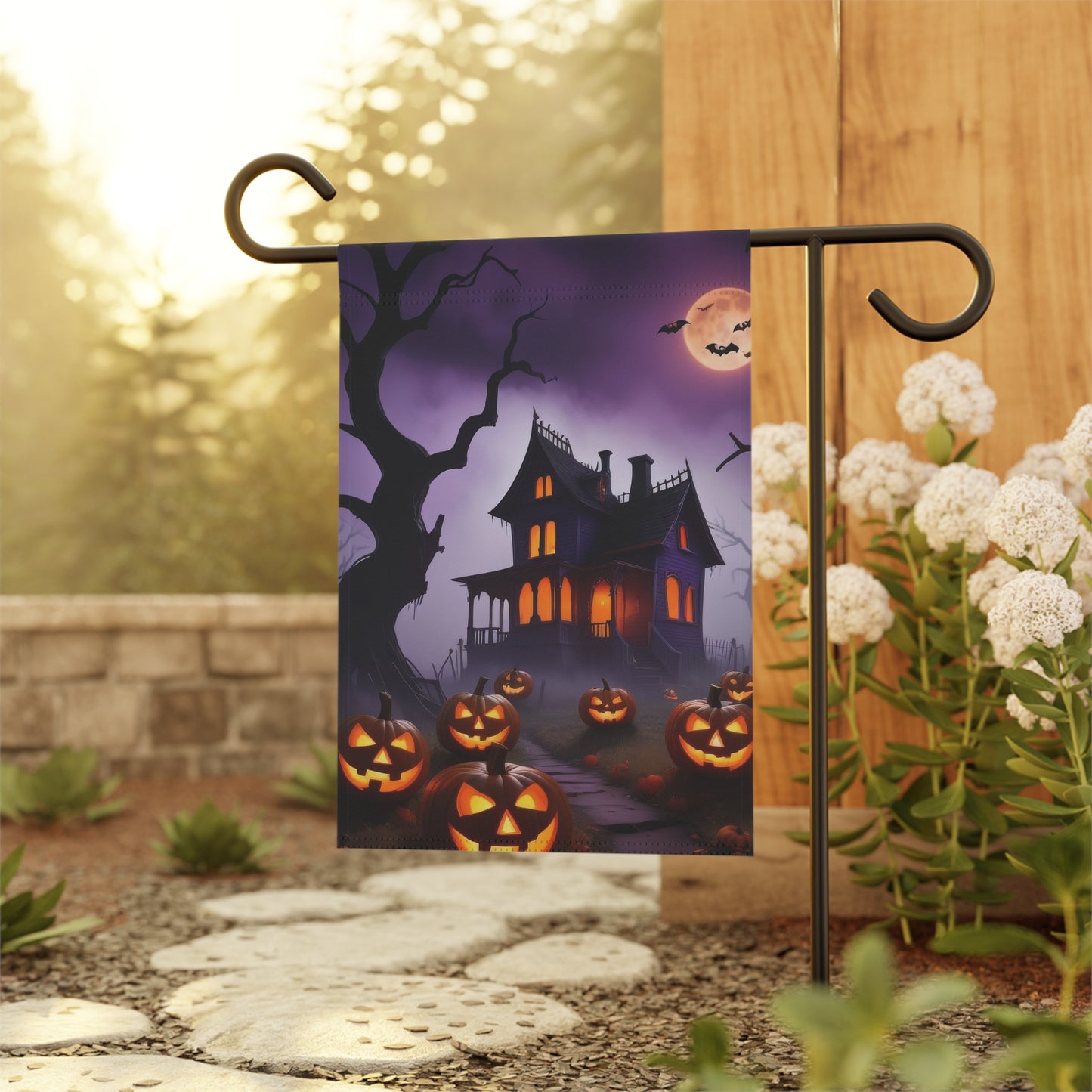 Spooky Haunted House Halloween Garden Flag