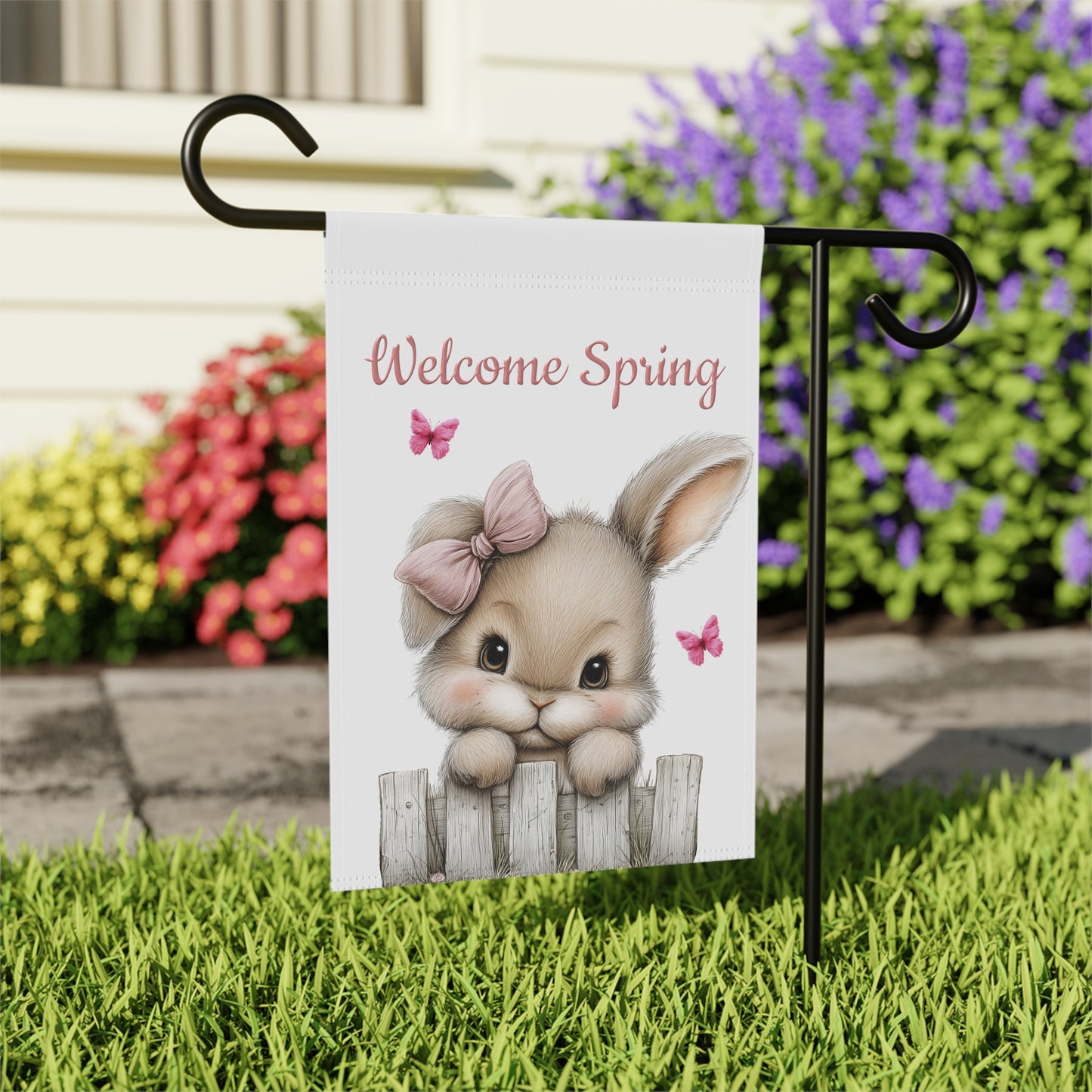 Bunny & Butterflies Garden Flag