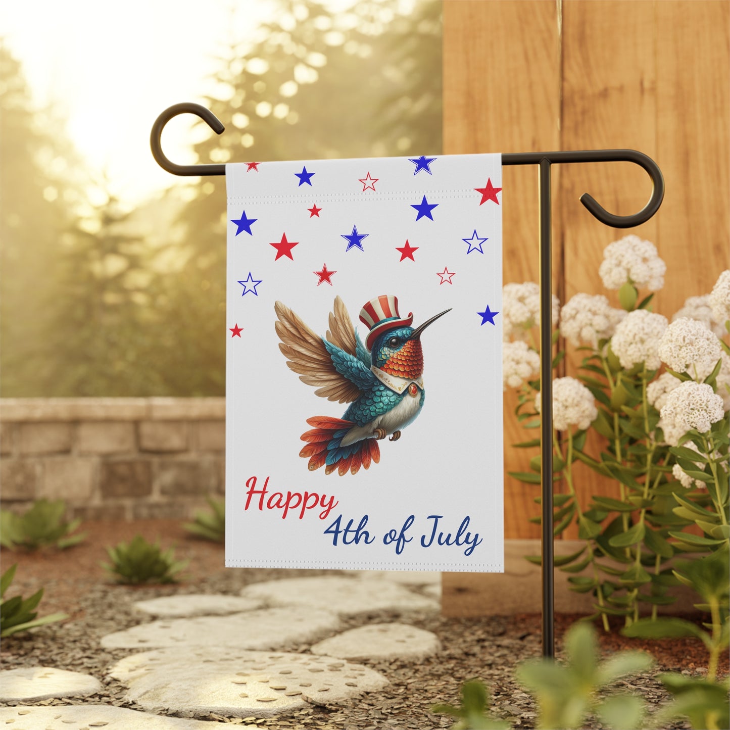 Hummingbird 4th of July Garden Flag