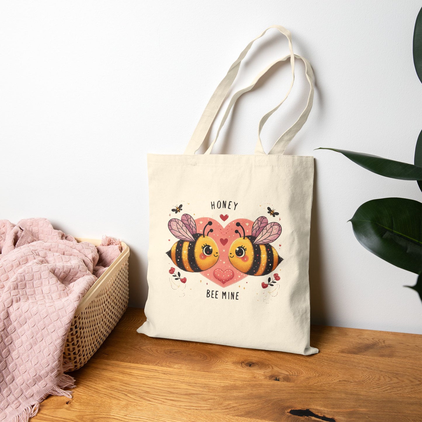 "Honey Bee Mine" Cute Valentine's Day Tote Bag