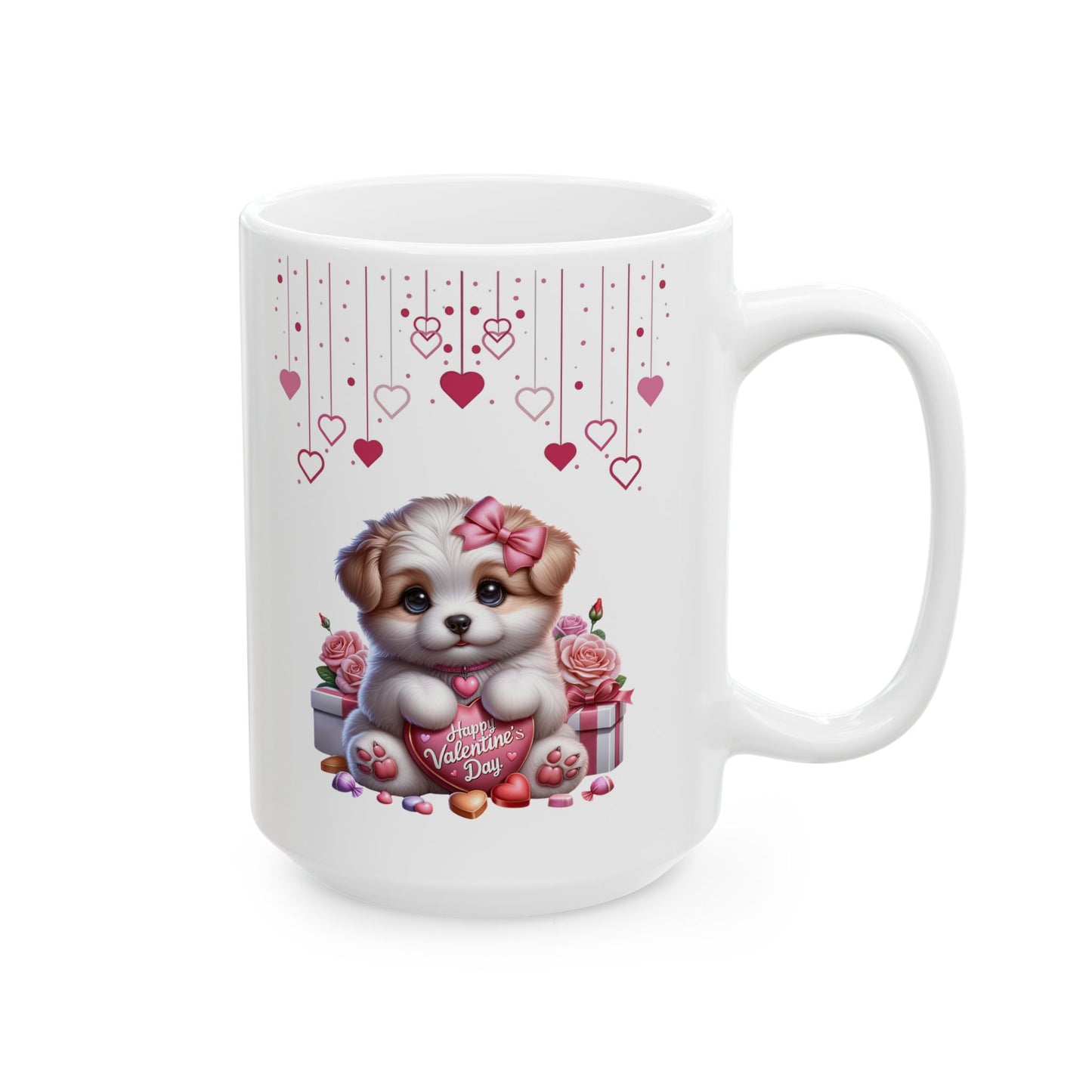 Adorable Puppy "Happy Valentine's Day" Coffee Mug
