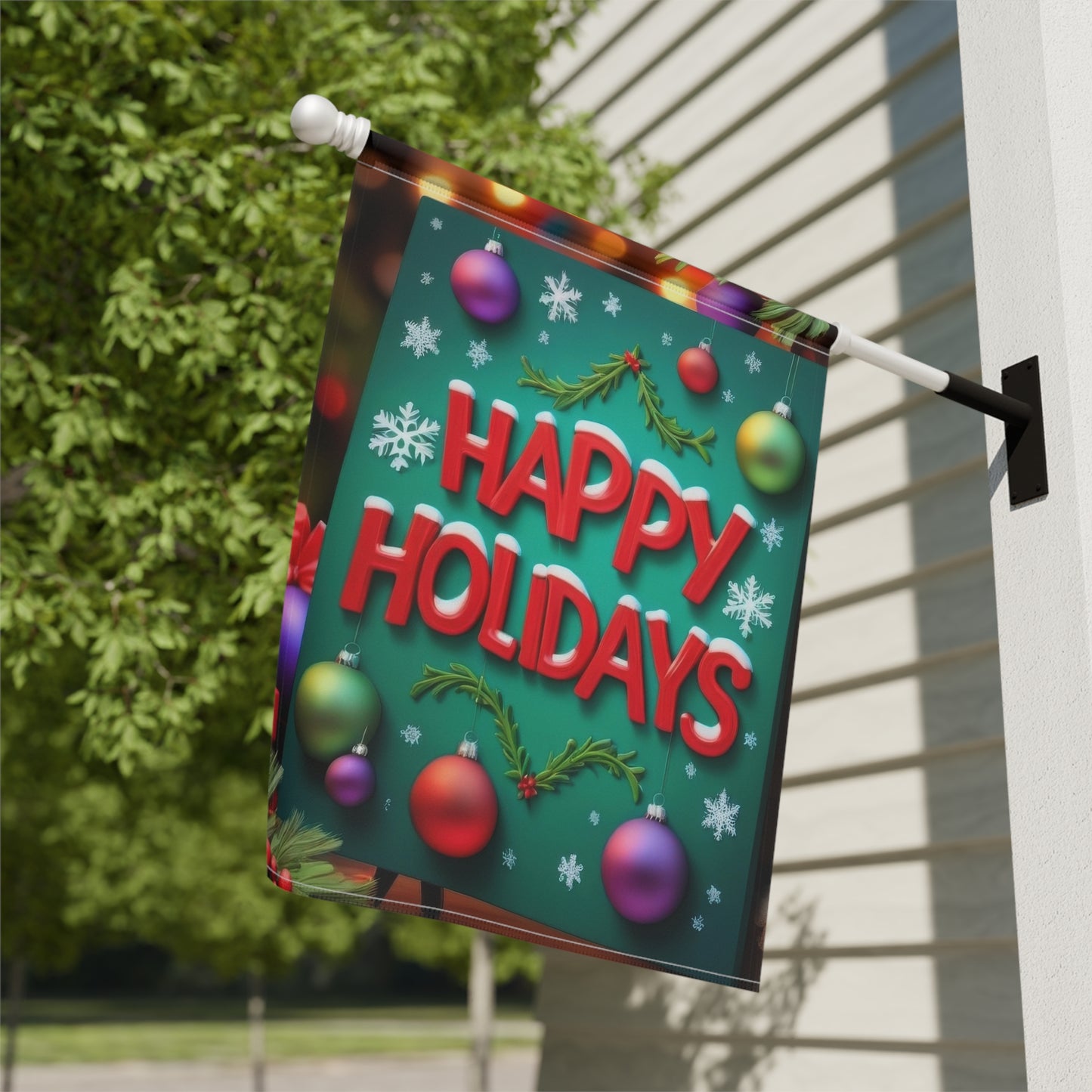 "Happy Holidays" Festive Sign Garden Flag