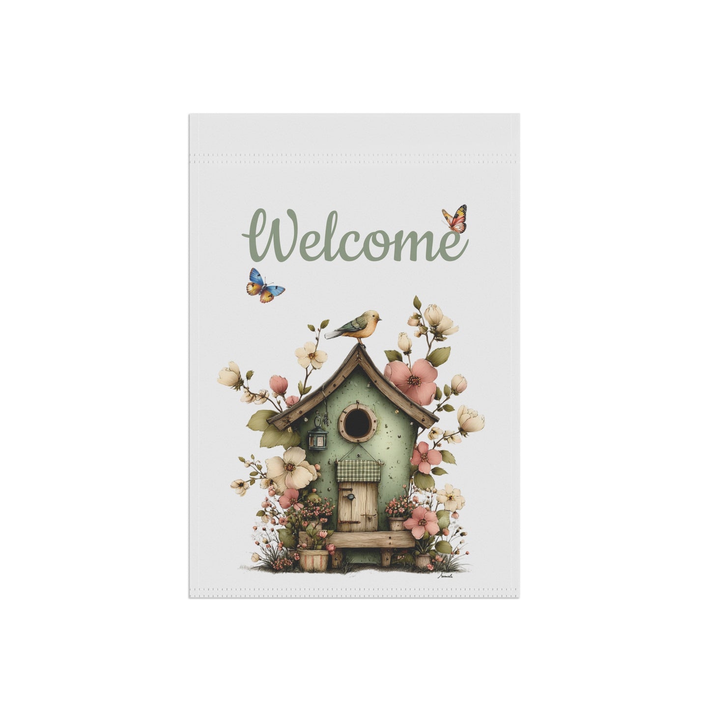 Birdhouse Welcome Garden Flag
