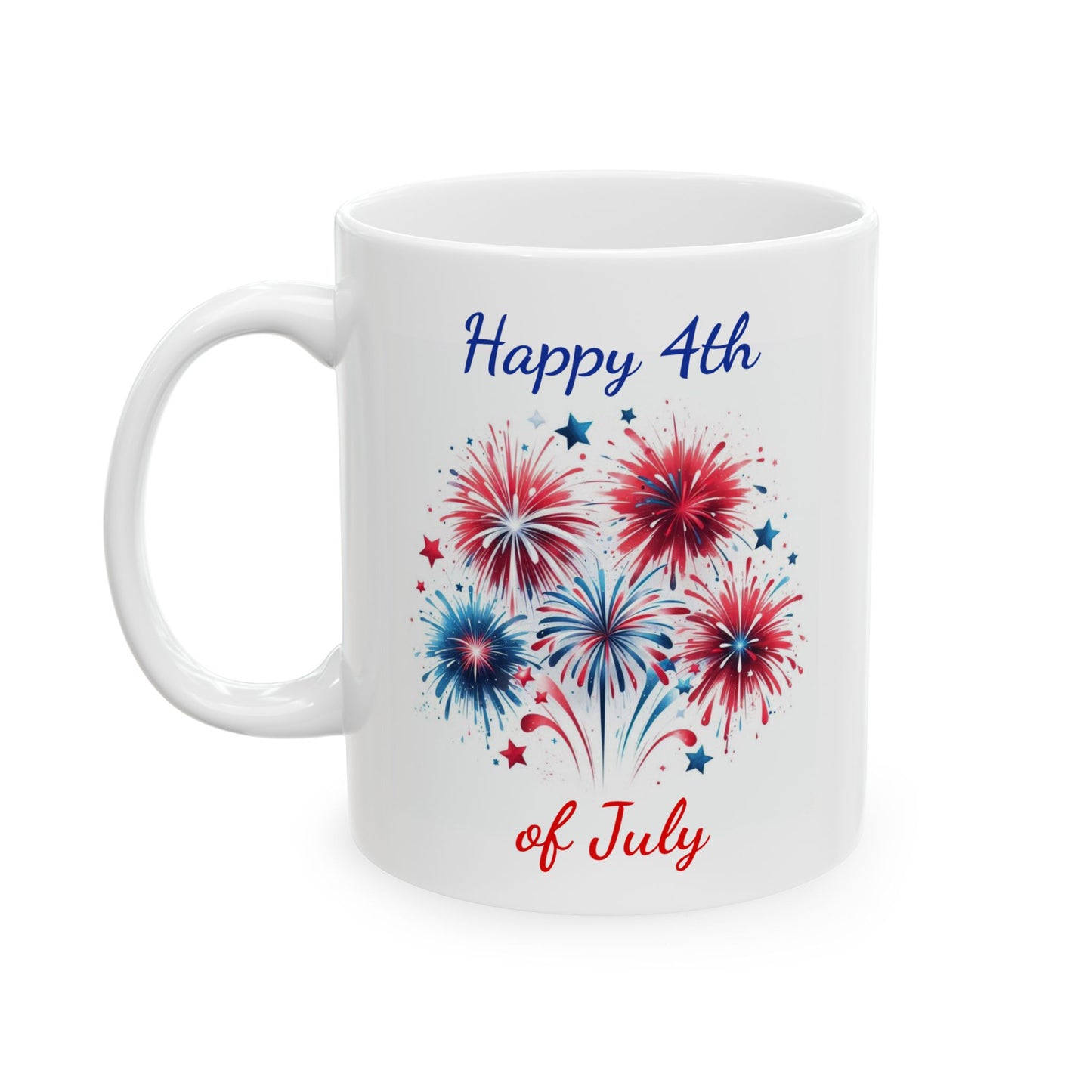Patriotic Coffee Mug with Fireworks