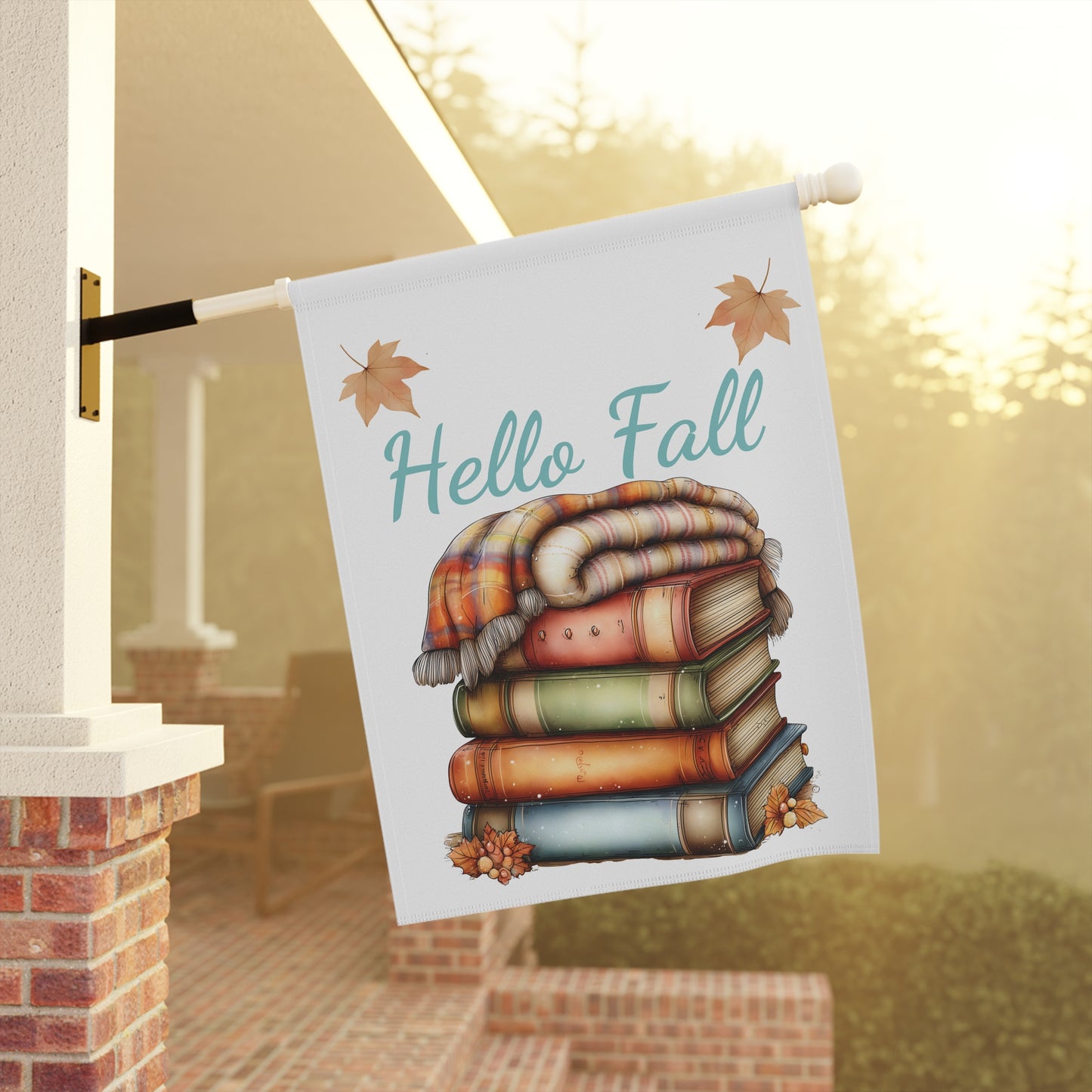 Cozy Book Stack Garden Flag