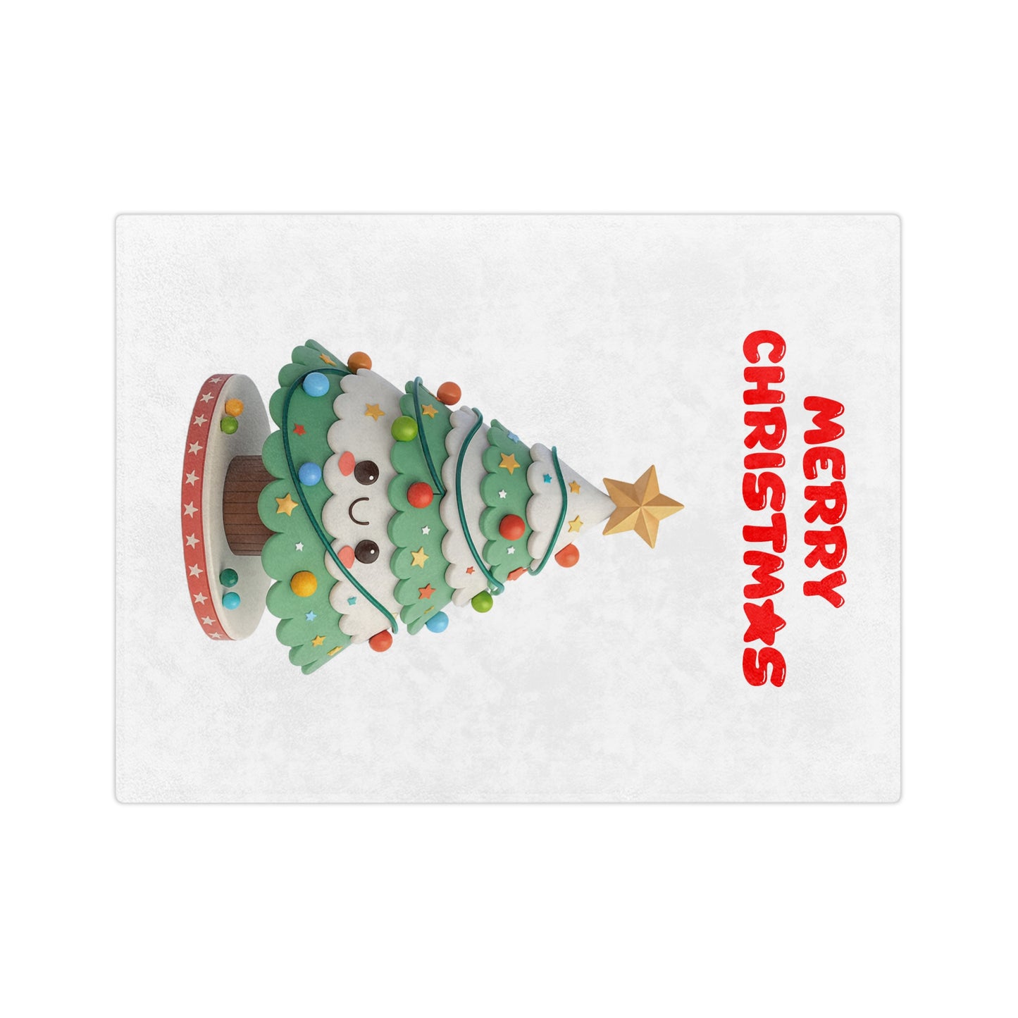 Cute Cartoon Christmas Tree Velveteen Blanket