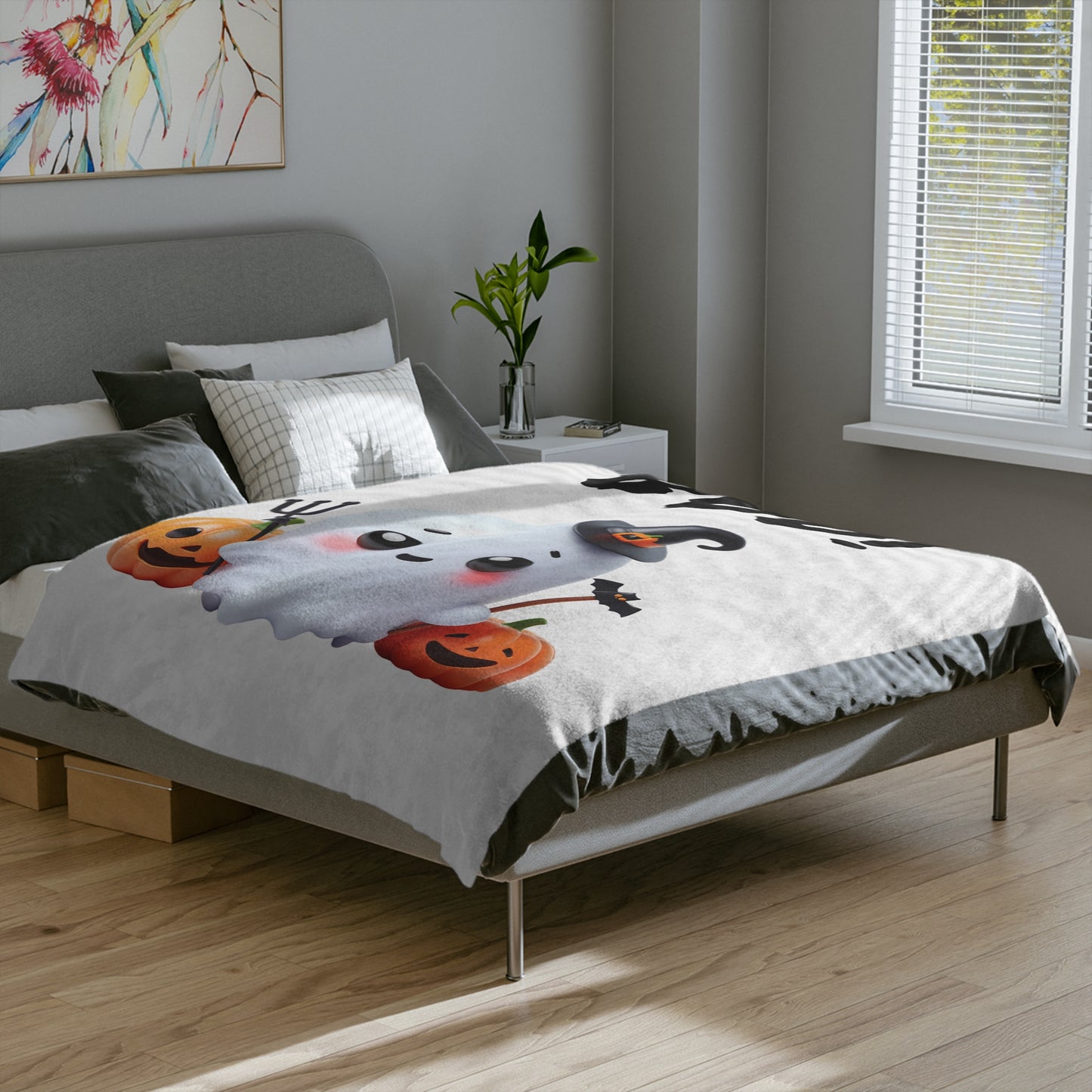 Cute Boo! Ghost Halloween Plush Blanket -