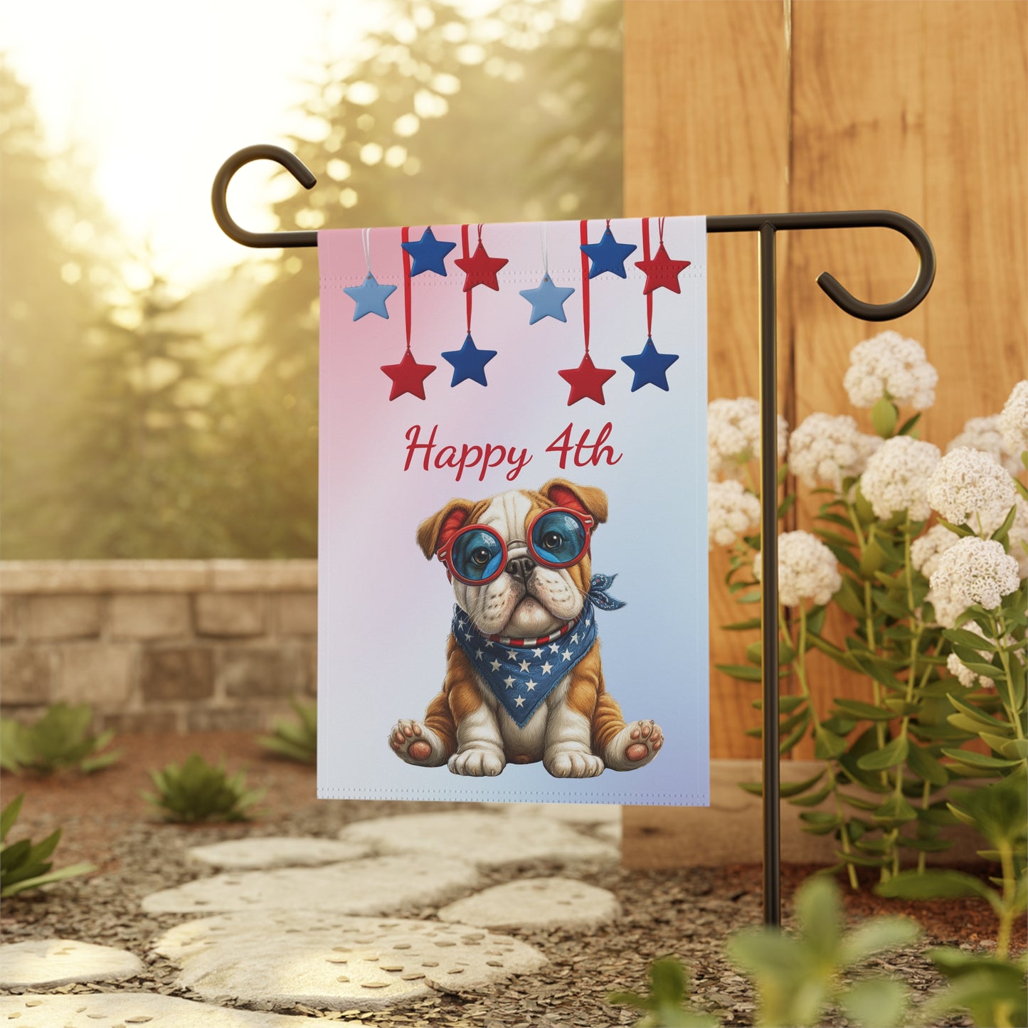 Cool Patriotic Bulldog Garden Flag