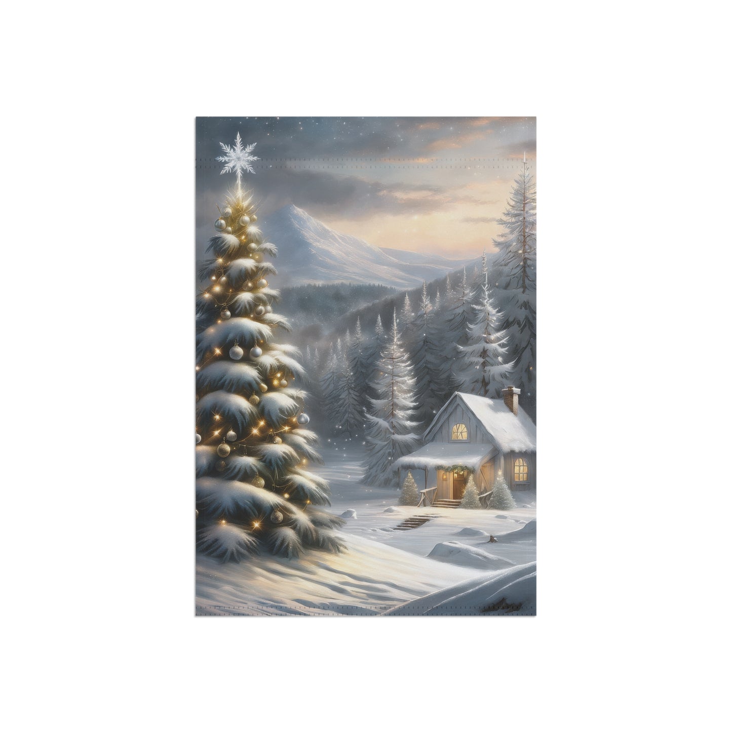 Cabin in the Woods Holiday Garden Flag/ House Banner