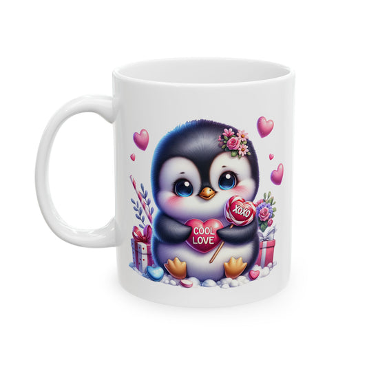 Adorable Penguin "COOL LOVE" Coffee Mug