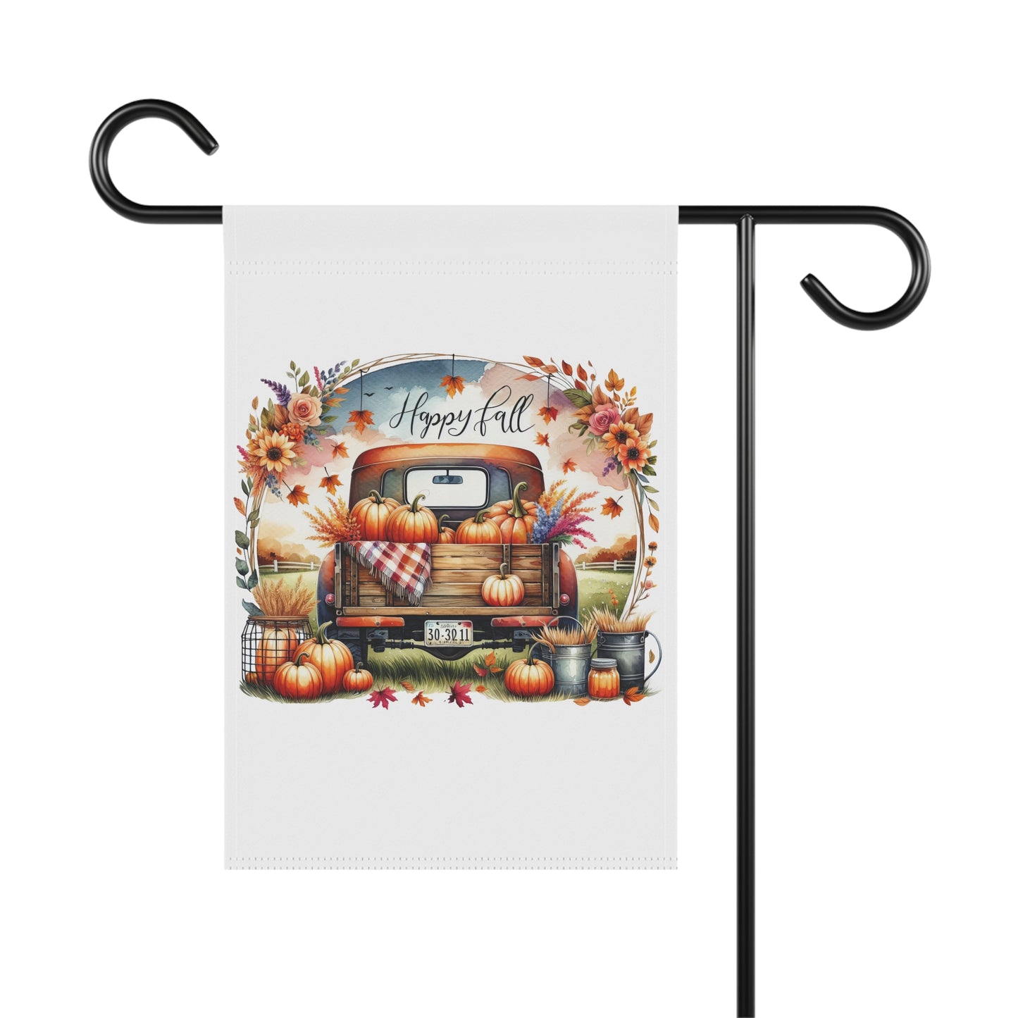 "Happy Fall" Vintage Truck & Pumpkin Garden Flag