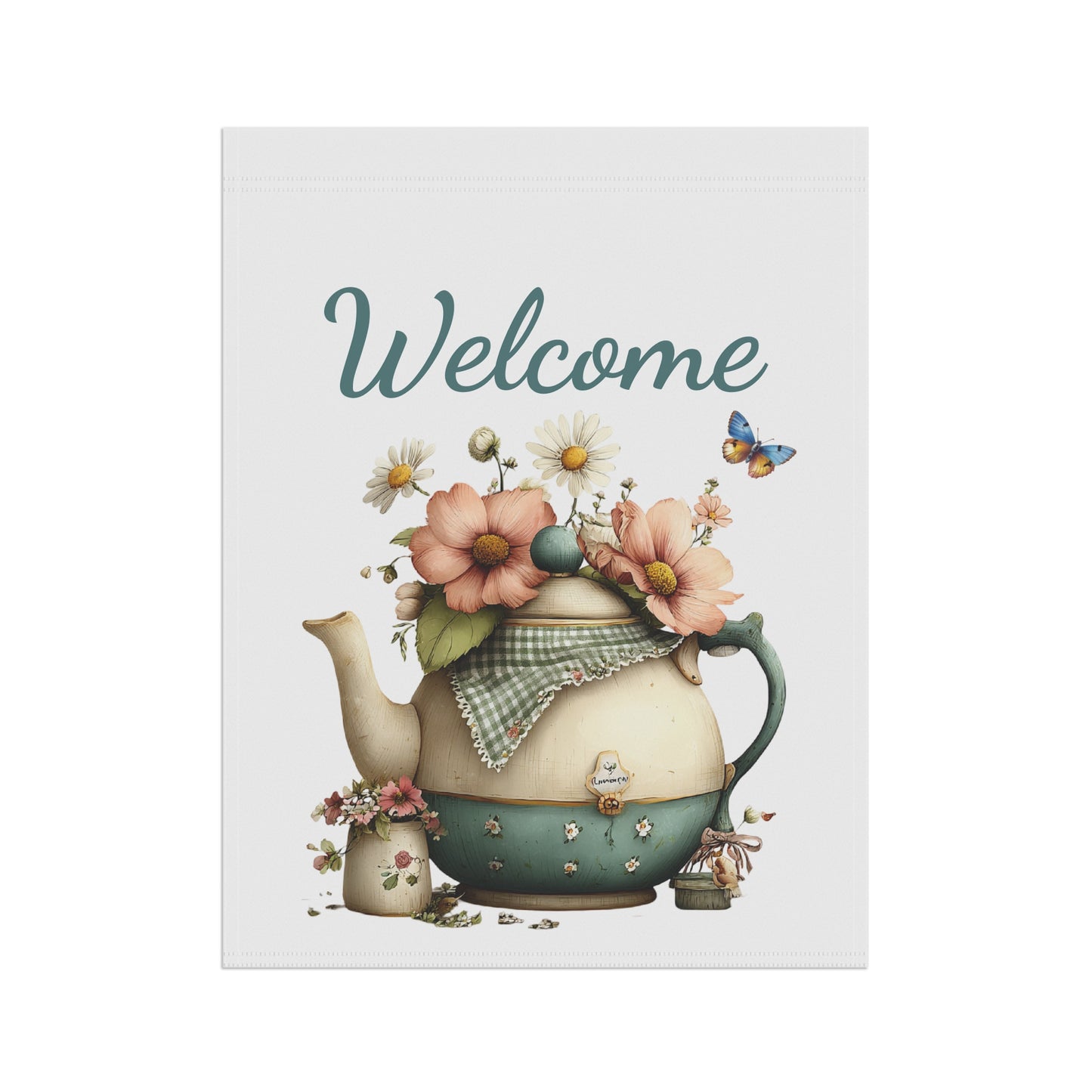 Cottage Teapot Welcome Garden Flag
