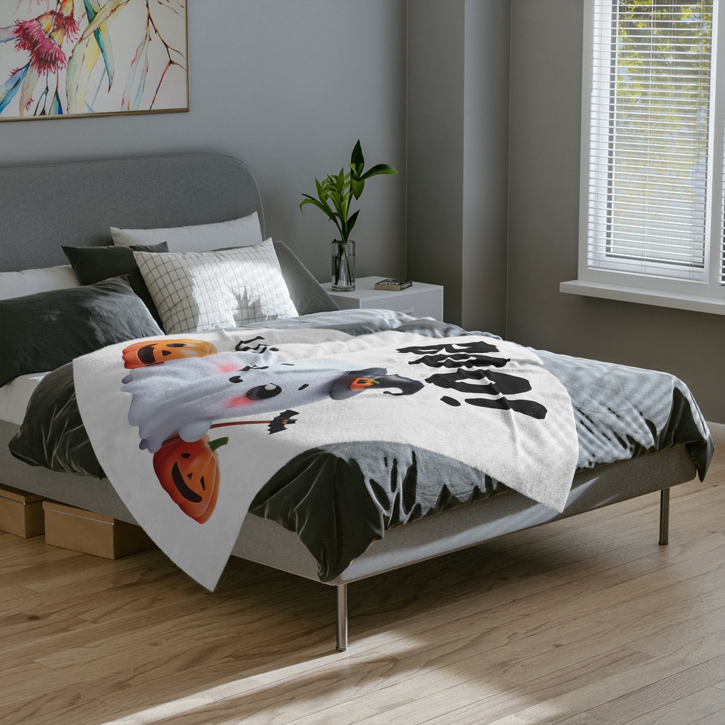 Cute Boo! Ghost Halloween Plush Blanket -