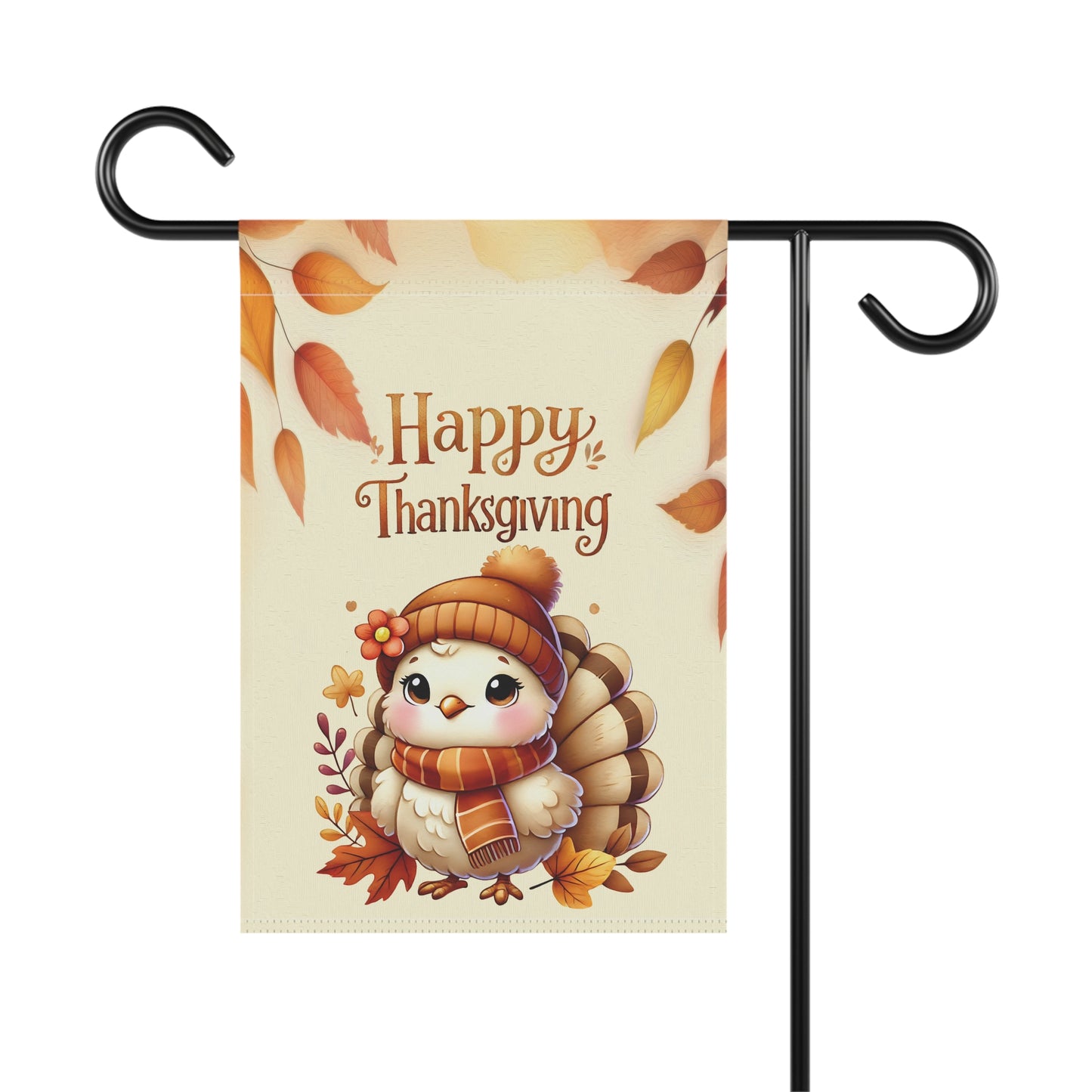 Cute Cozy Turkey Thanksgiving Garden Flag